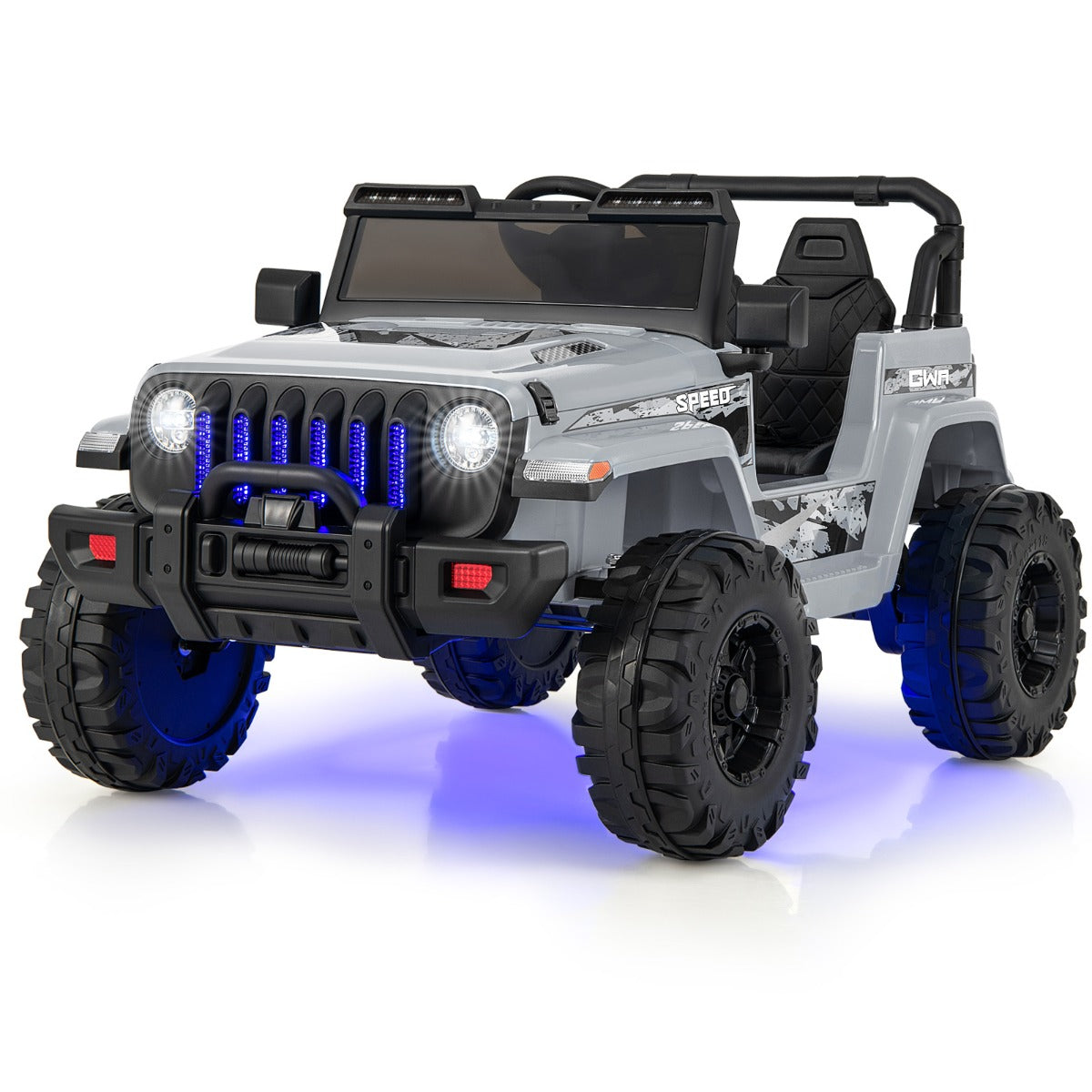 Carro Elétrico para Crianças 12V Veículo Todo-o-Terreno com Velocidade Ajustável Veículo Elétrico de Brinquedo com Controlo Remoto Cinzento