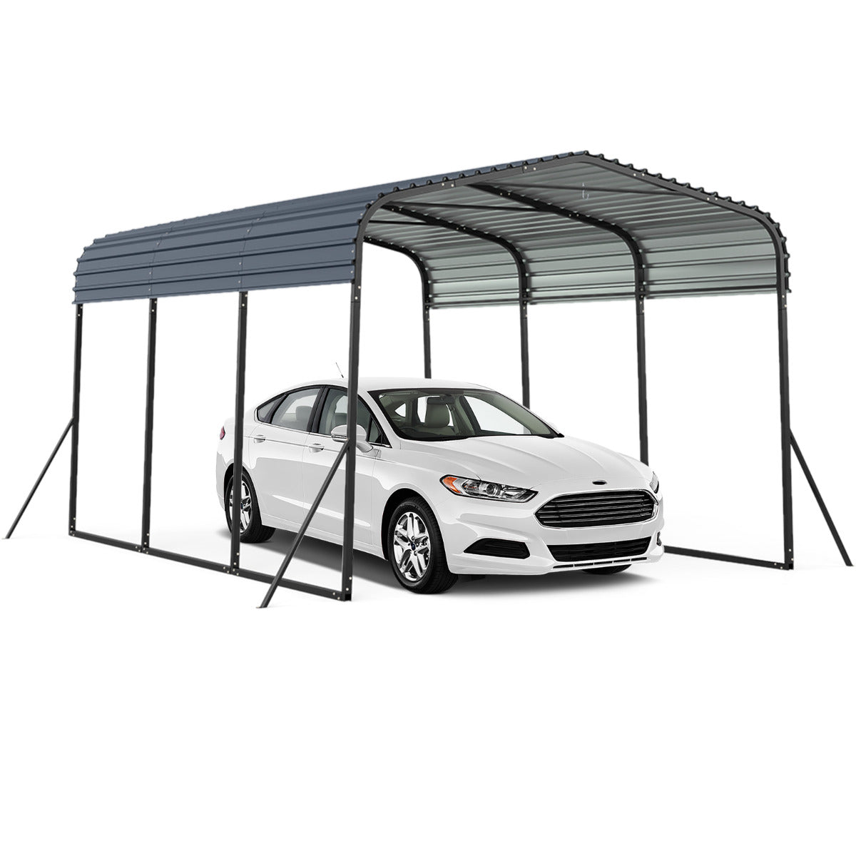Cochera de Metal Resistente para SUVs, Barcos e Tratores - Negro