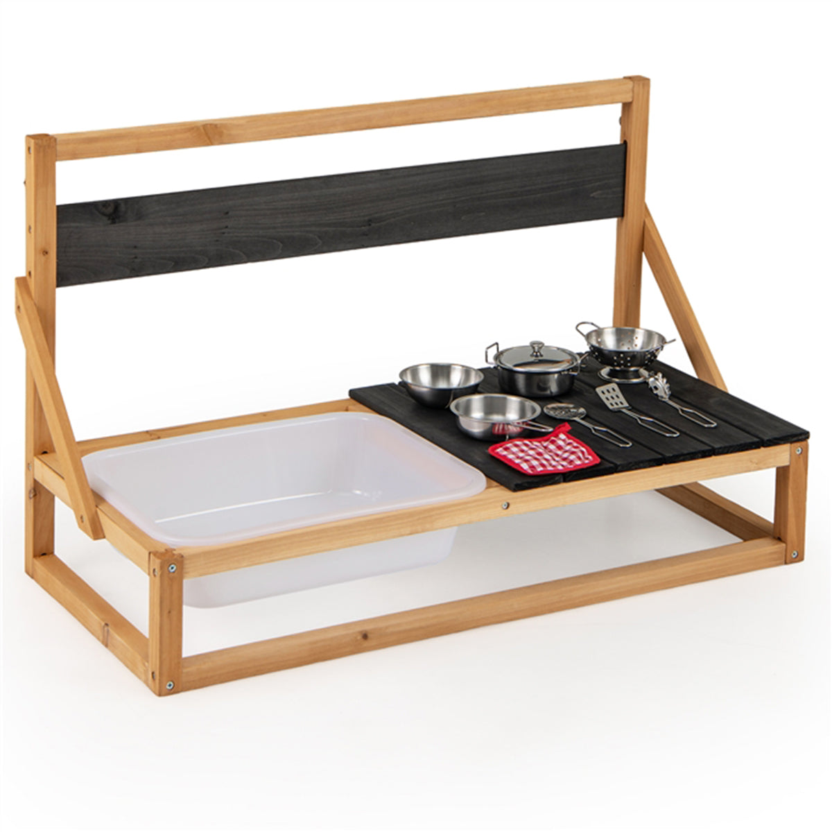 Cozinha de Brincar em Madeira de Abeto – com Ganchos – para Crianças