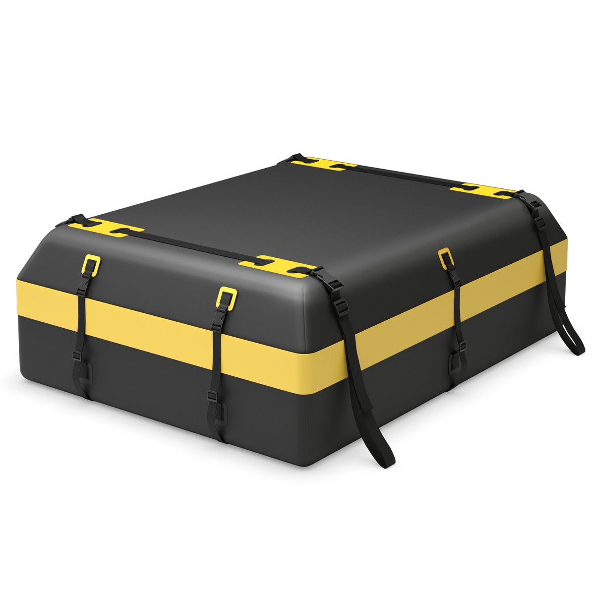 Bolsa de Techo para Carro 600L Impermeável com 10 Correias Amarelo
