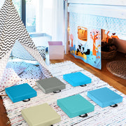 Conjunto de 6 Almofadas Quadradas Impermeáveis para Crianças com Pega Ergonómica para Exercitar as Habilidades Cognitivas Azul