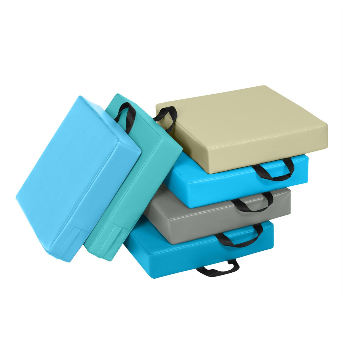 Conjunto de 6 Almofadas Quadradas Impermeáveis para Crianças com Pega Ergonómica para Exercitar as Habilidades Cognitivas Azul