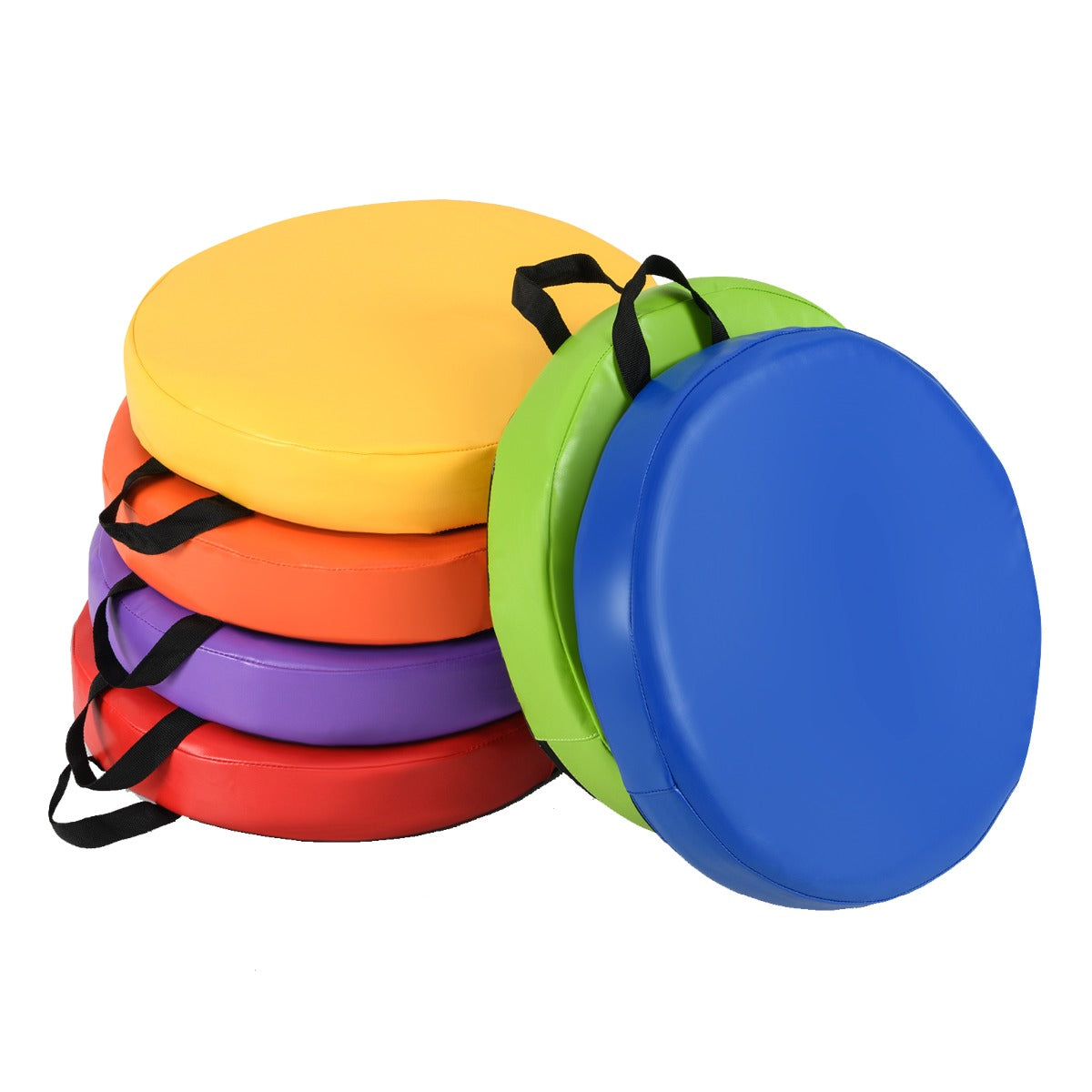 Conjunto de 6 Almofadas Redondas para o Chão para Crianças - Almofadas com Asas para Adultos e Crianças Pequenas - Assentos Flexíveis Multicoloridos