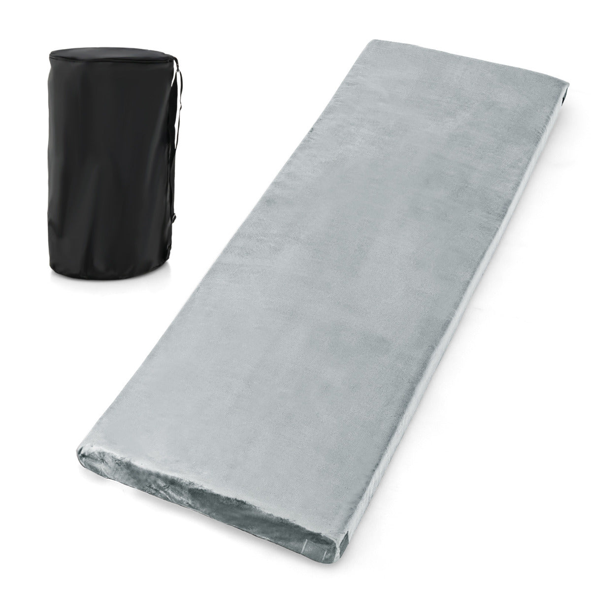 Colchão de Camping Enrolável Impermeável Esteira de Dormir Portátil Leve para Exteriores com Bolsa 183 x 62,5 x 6,5cm Cinzento