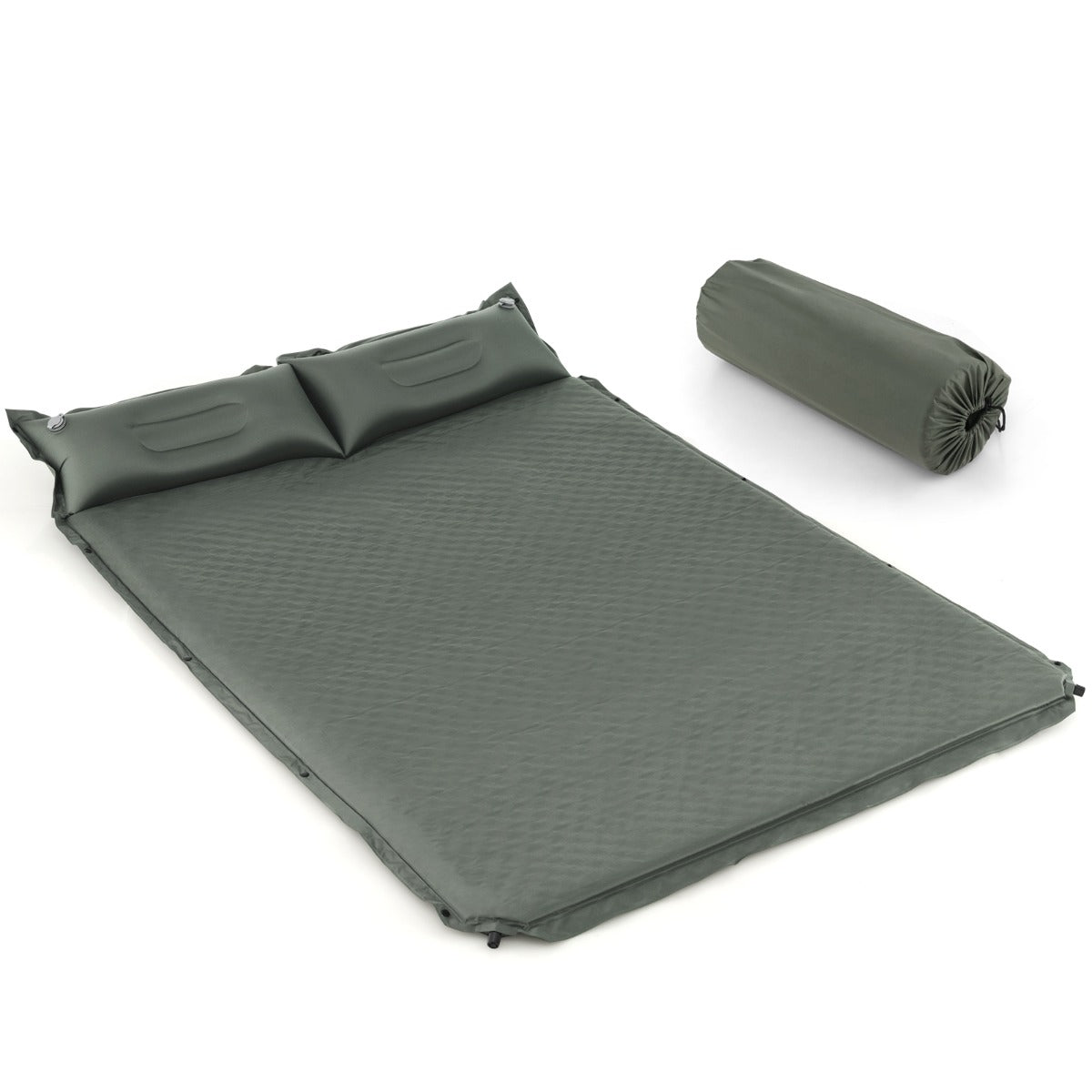 Colchão de Camping Autoinsuflável em Espuma para 2 Pessoas - Verde 187 x 130 x 4 cm