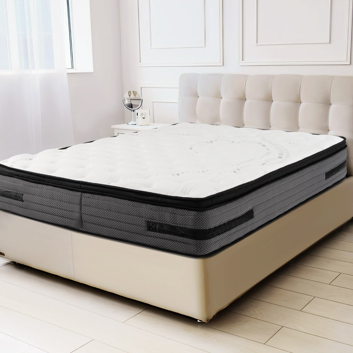 Colchão Híbrido de Espuma Viscoelástica com Infusão de Gel H2 Fresco e Capa de Tecido Tecido Amigável à Pele 200 x 140 x 32 cm Branco
