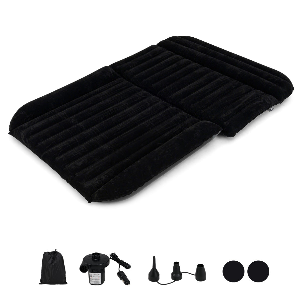 Colchão Insuflável para Carro Colchão de Ar para SUV Flocado com Bomba 3 Bocas e Bolsa de Transporte 190 x 130 cm Preto