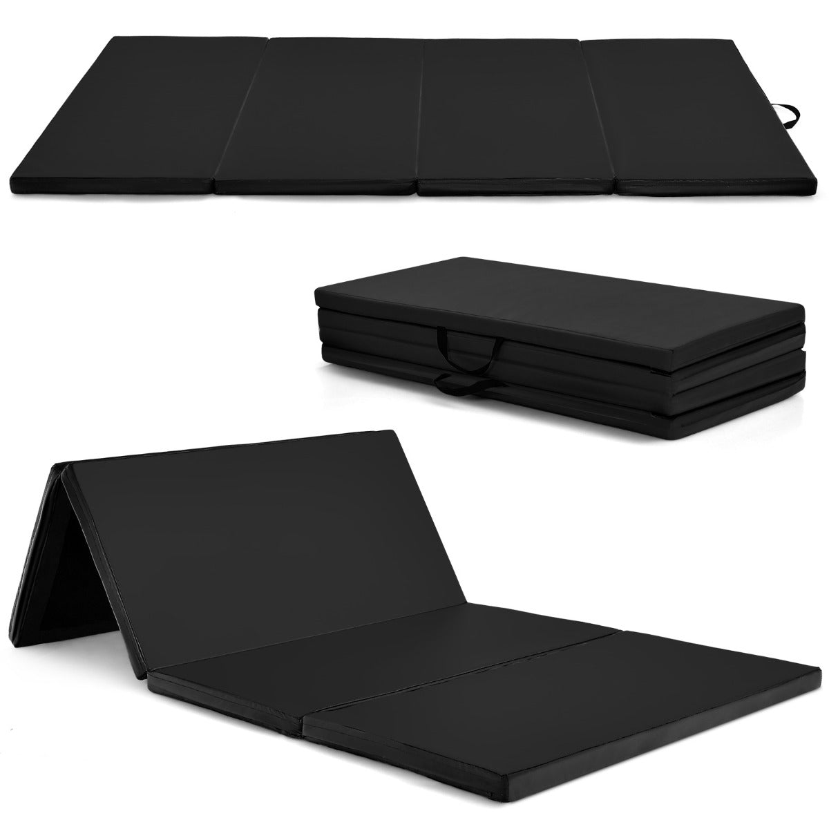 Colchoneta de Ginástica Antiderrapante Dobrável Tapete de Chão Macio Esteira de Exercício para Yoga Fitness Casa 240 x 116 x 5 cm Preto