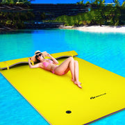 Colchoneta Flutuante de Espuma XPE Ecológica com Cabeça Enrolável Adequada para 3-5 Pessoas 270 x 180 x 3,5 cm Amarelo