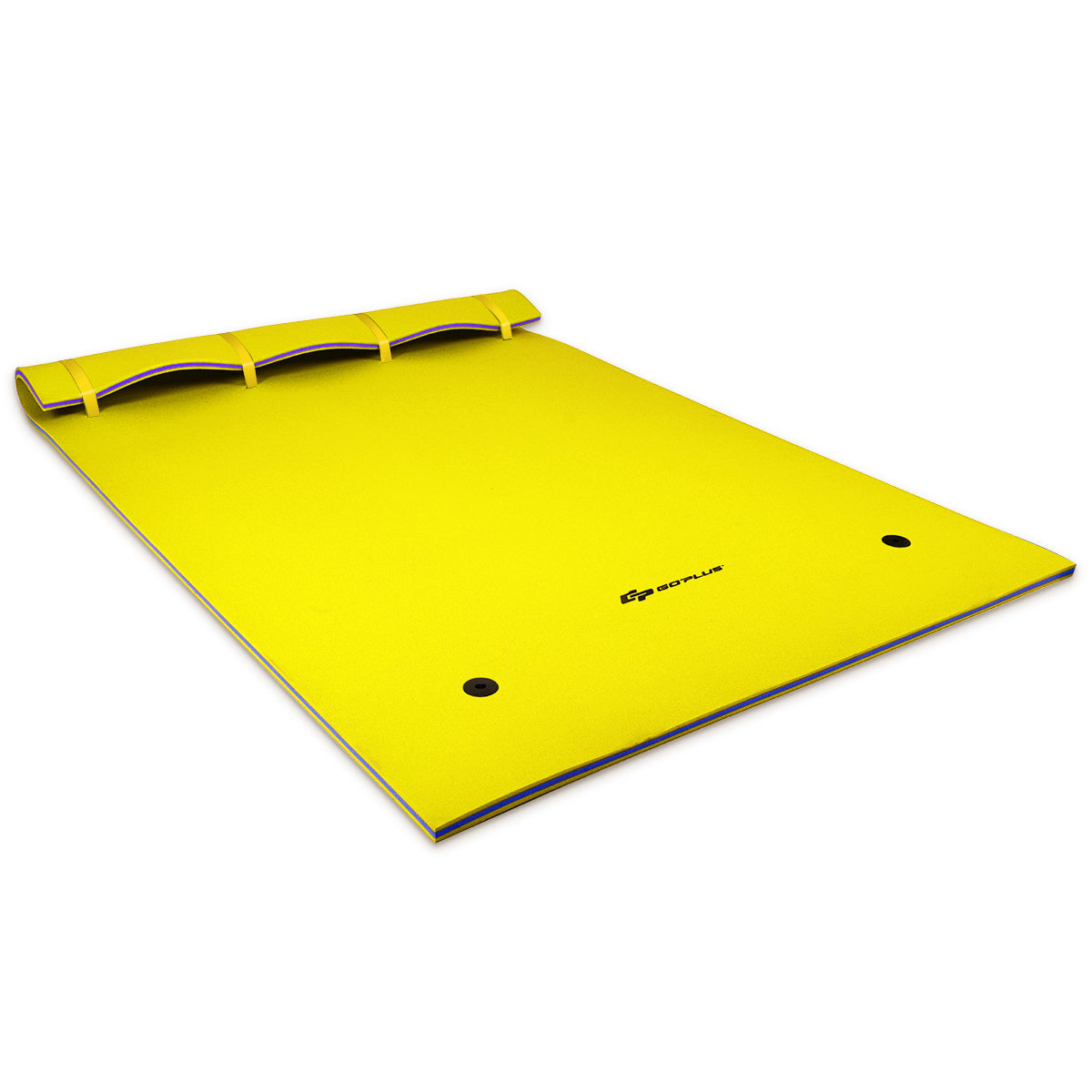 Colchoneta Flutuante de Espuma XPE Ecológica com Cabeça Enrolável Adequada para 3-5 Pessoas 270 x 180 x 3,5 cm Amarelo