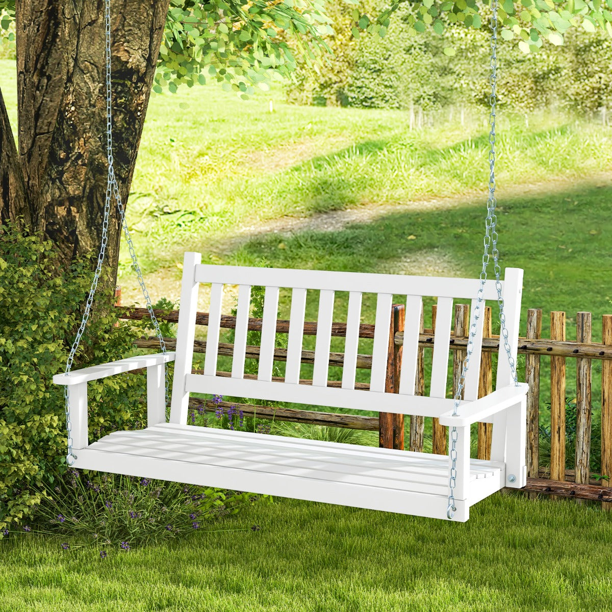 Banco de Jardim – 168 x 65 x 63 cm – Branco – Madeira de Álamo