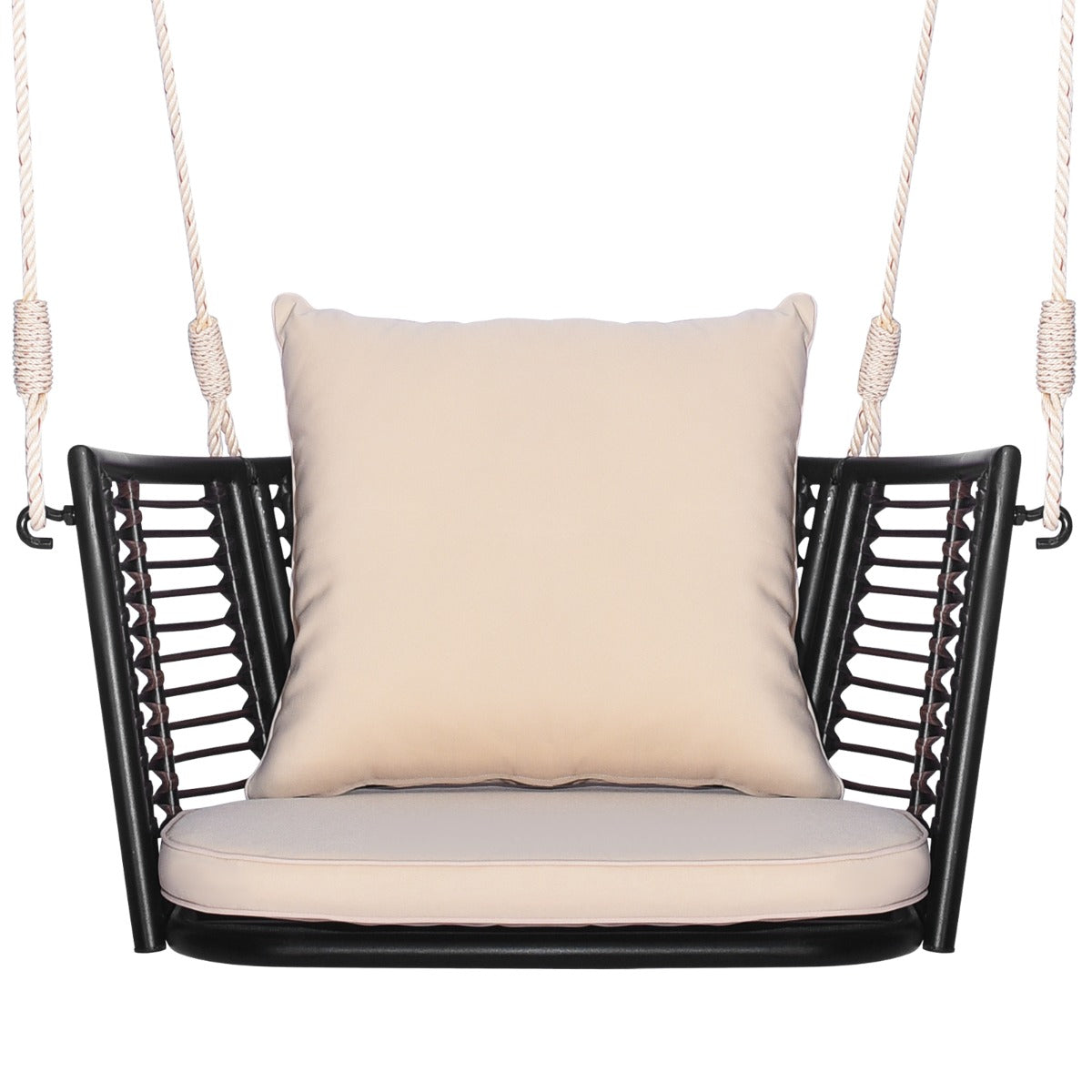 Baloiço de Metal para 1 Pessoa – Bege – Rattan Tecido