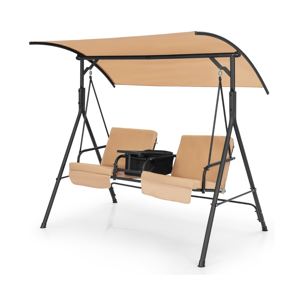 Baloiço de Pórtico para 2 Pessoas – Castanho – Metal