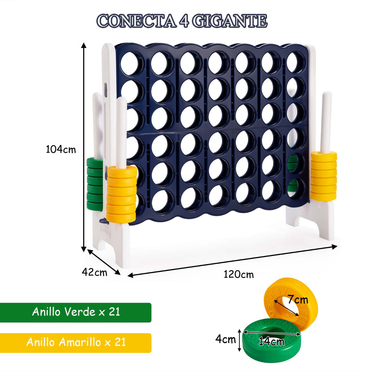 Jogo Gigante 4 em Linha para Crianças e Adultos para Interior e Exterior - 120 x 42 x 104 cm
