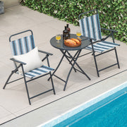 Conjunto de Mesa e 2 Cadeiras Dobráveis – 58 cm diâmetro x 66 cm altura – Estrutura metálica