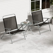Conjunto de Mesa e 2 Cadeiras Dobráveis – 70 x 68 x 90 cm – 45 x 45 cm – metal