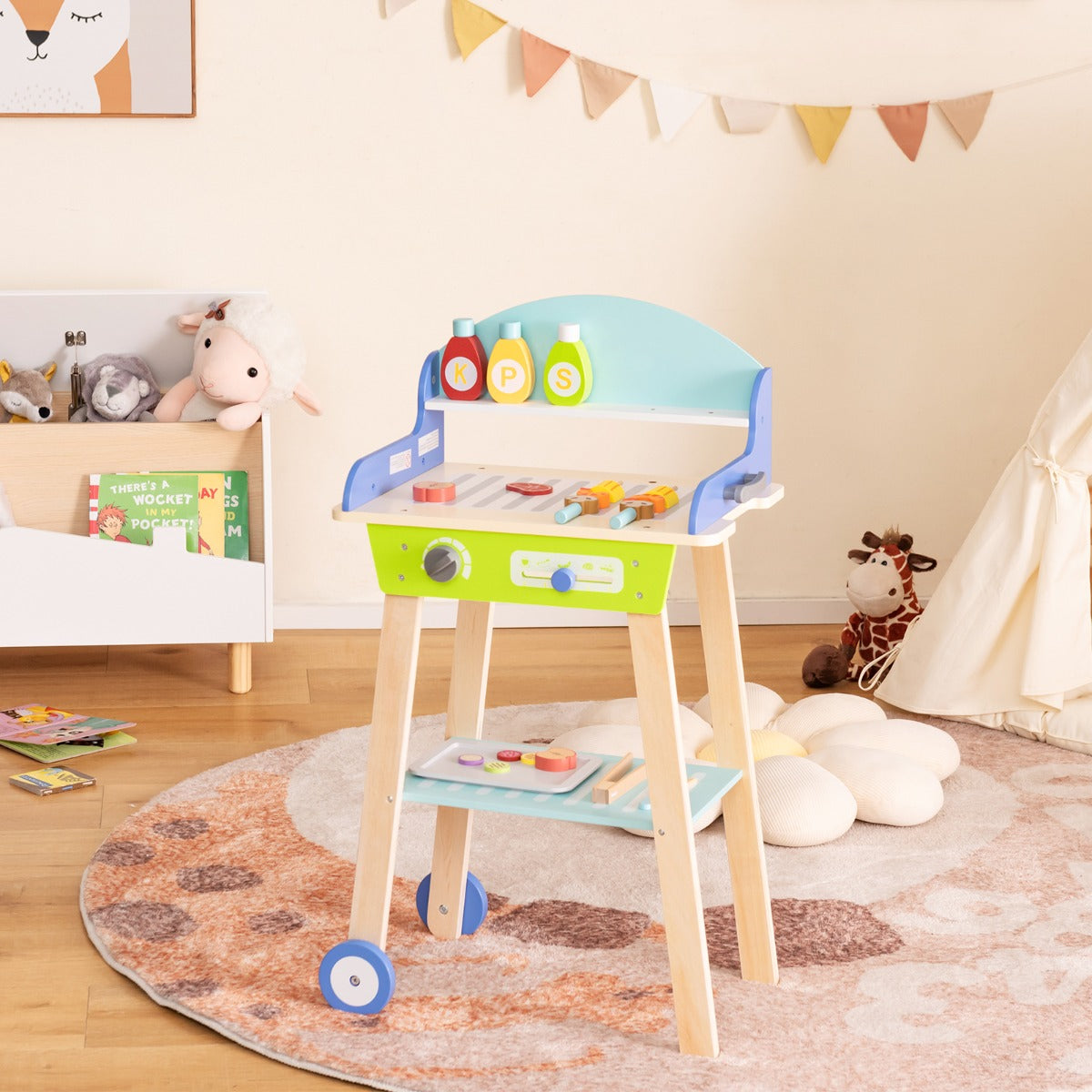 Conjunto de Churrasco de Brincar – 47 x 30 x 81 cm – Multicolorido – Madeira