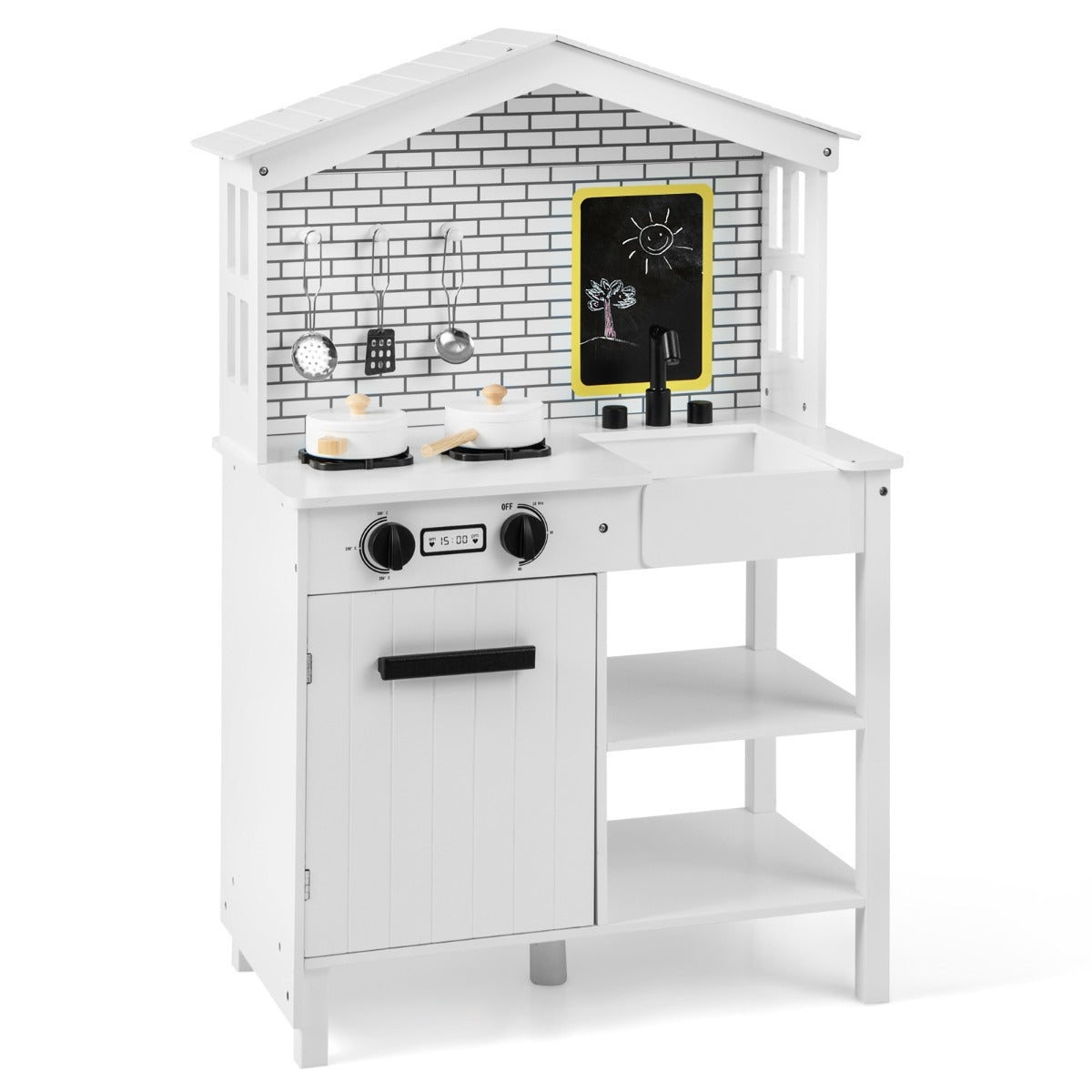 Cozinha de Brincar em Madeira – 62 x 33 x 90 cm – Branco