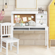 Conjunto de Escritório e Cadeira para Crianças Escritório de Estudo com Cadeira Gavetas Prateleiras para Quarto Estudo Sala Branco