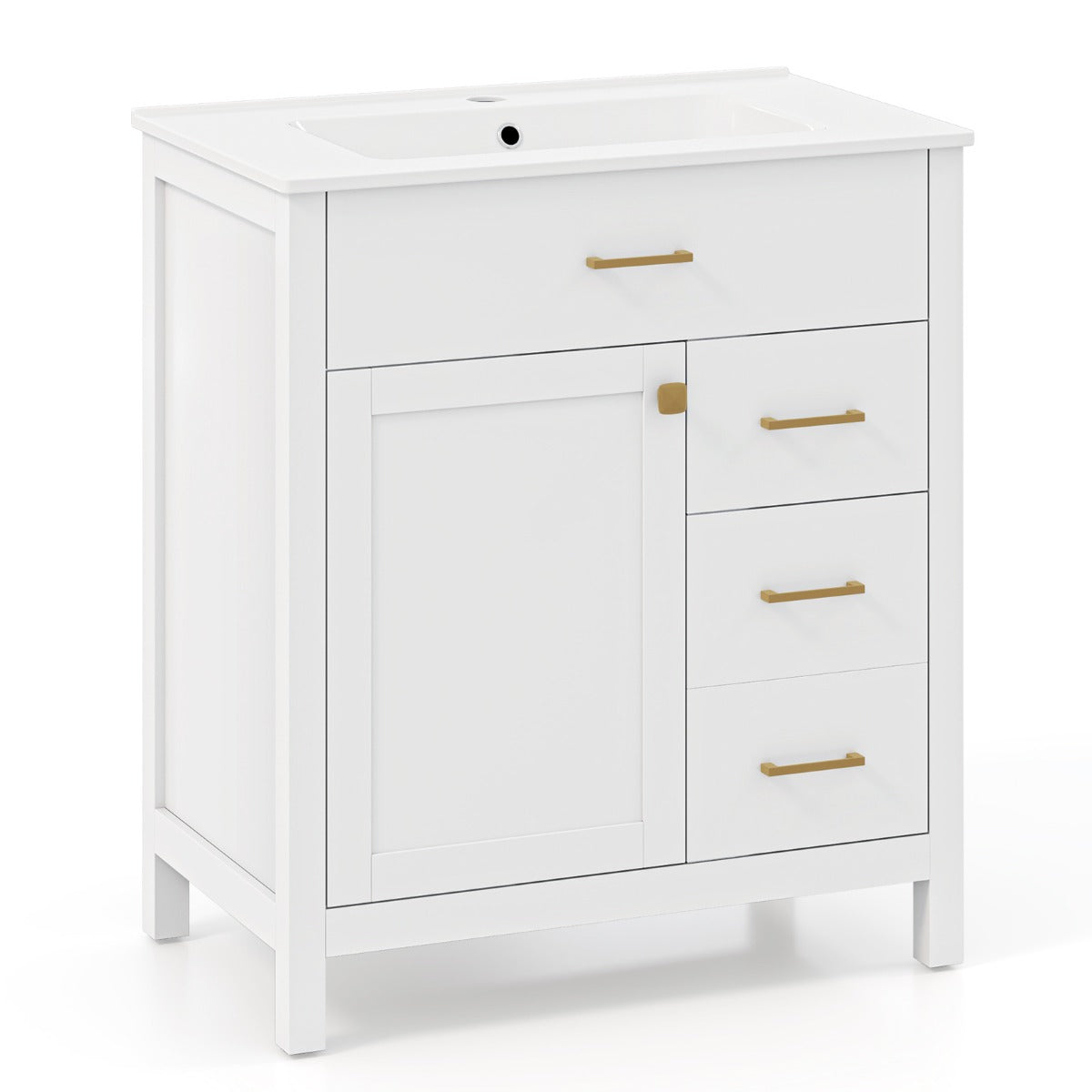 Móvel de Casa de Banho com Lavatório em Cerâmica – Branco