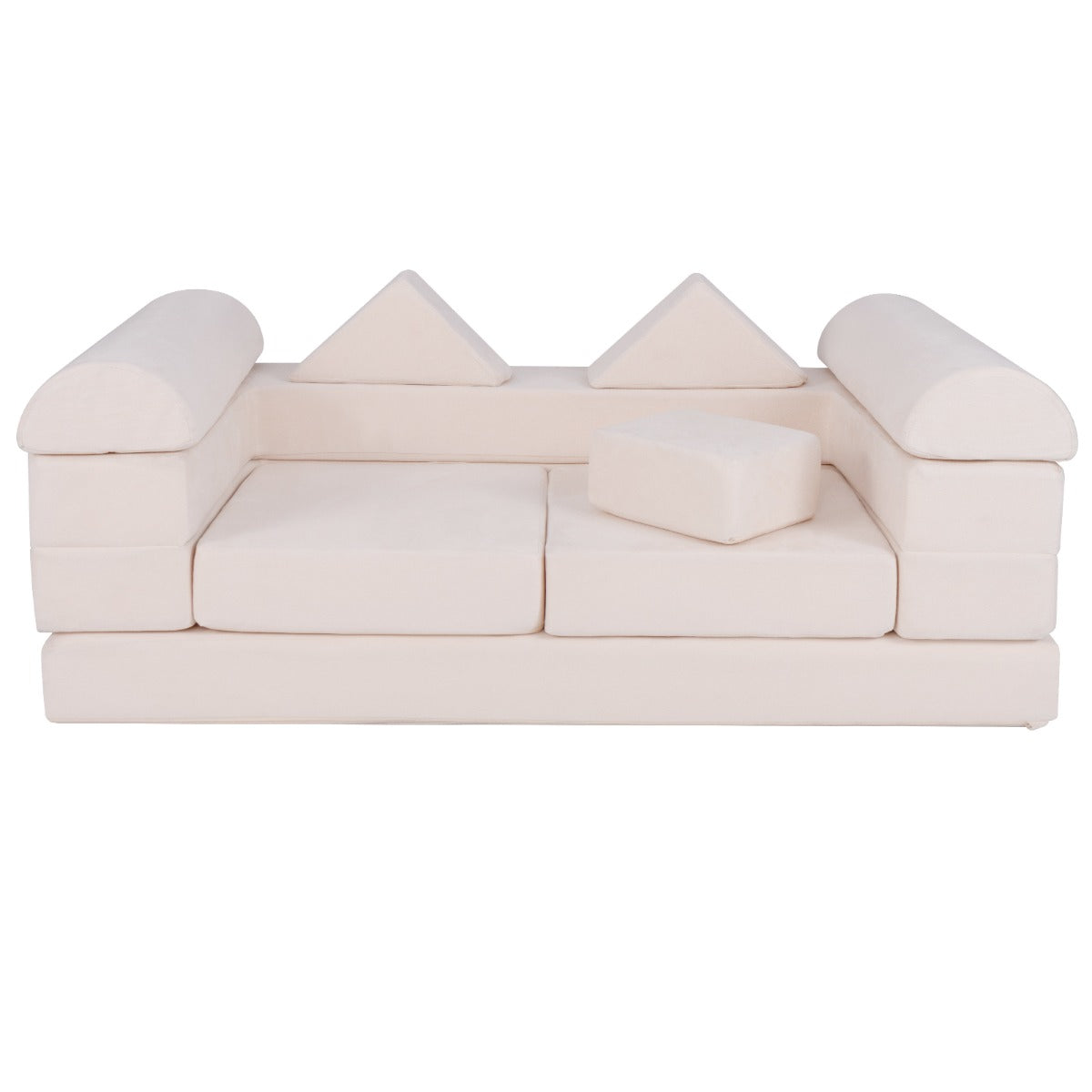 Sofá Modular Infantil – 9 peças – Bege – Tecido Suede