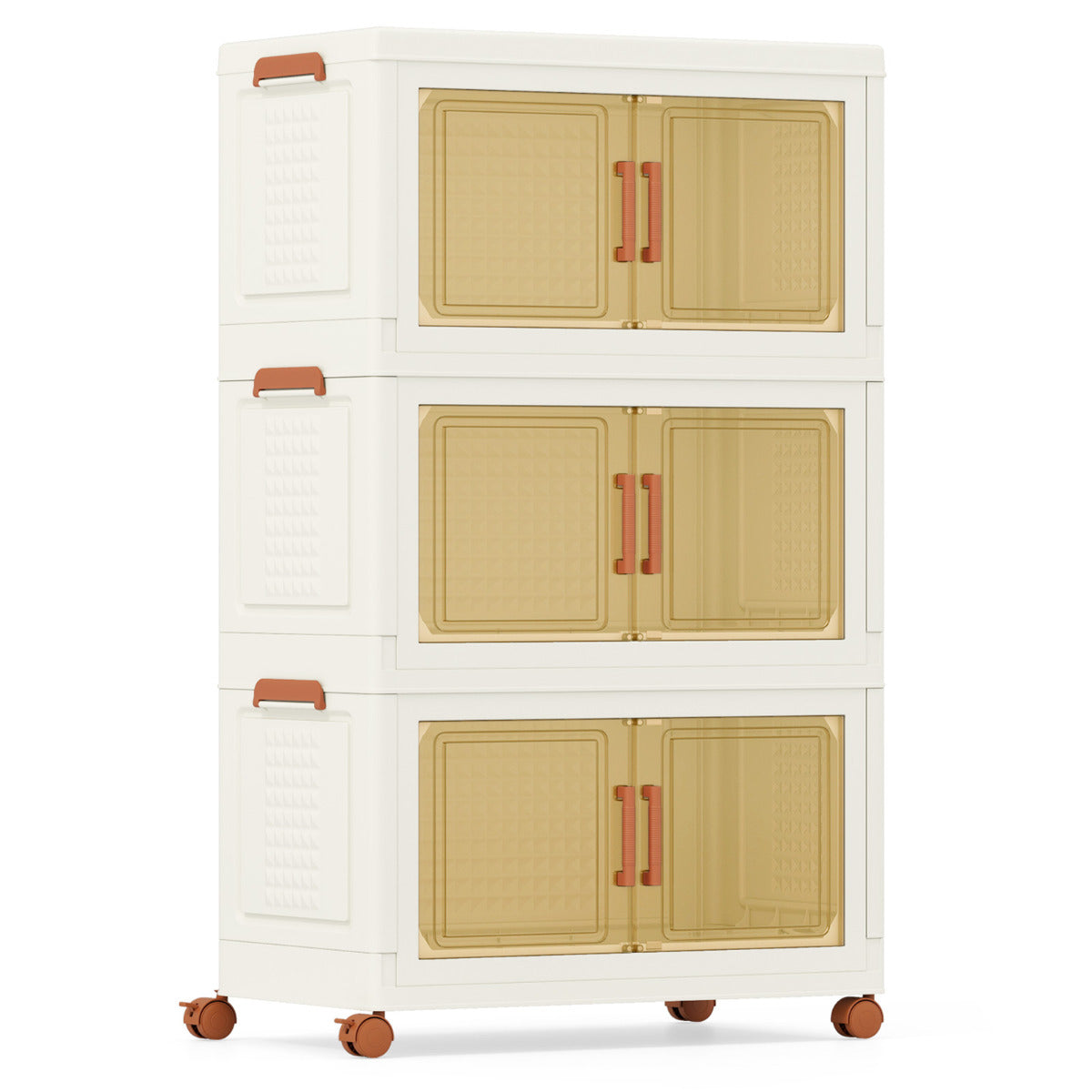 Conjunto de 3 Contenedores Plegables con Cubierta de 156 L en Blanco