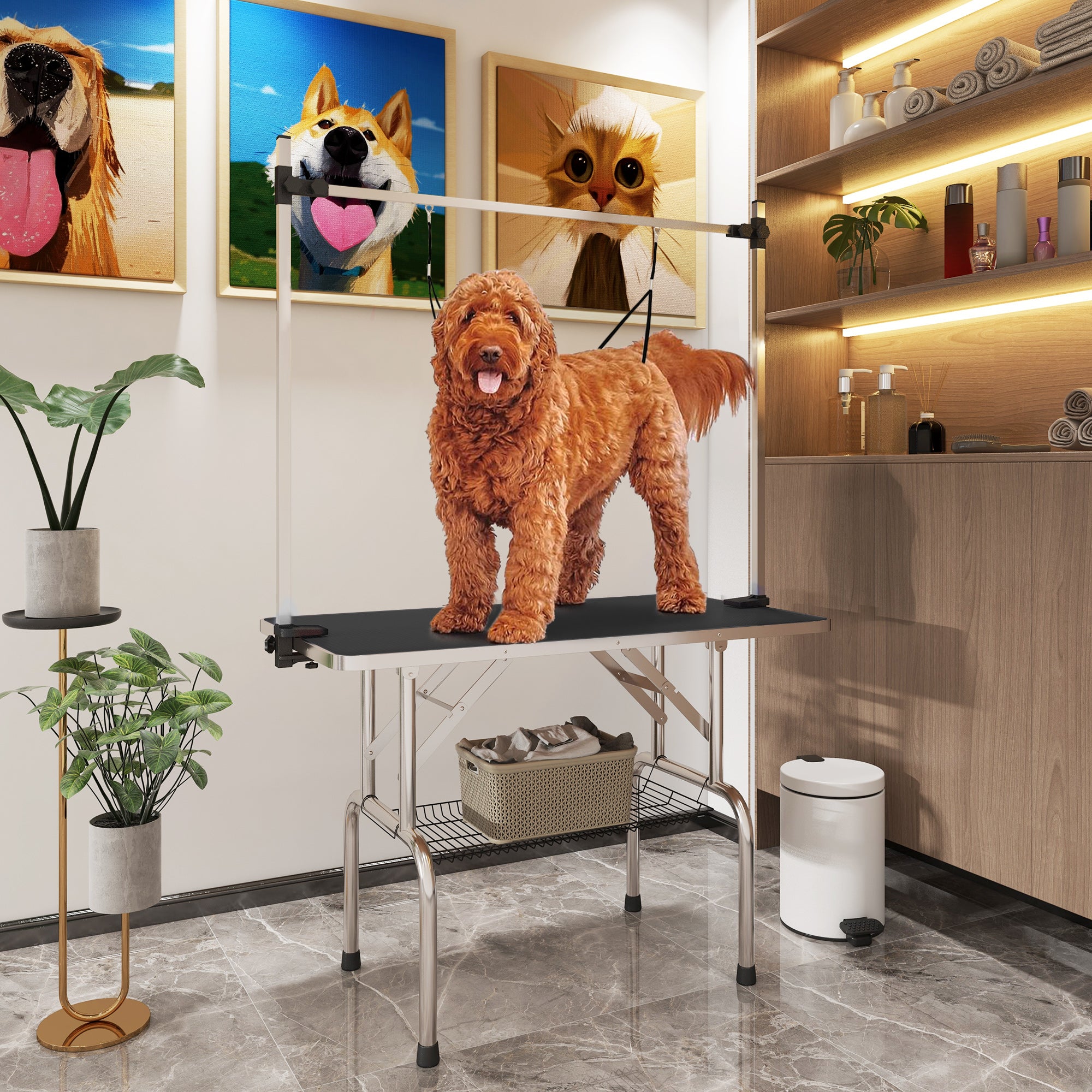 Mesa de Tosquia para Animais de Estimação - 107x60x170 cm - Preto