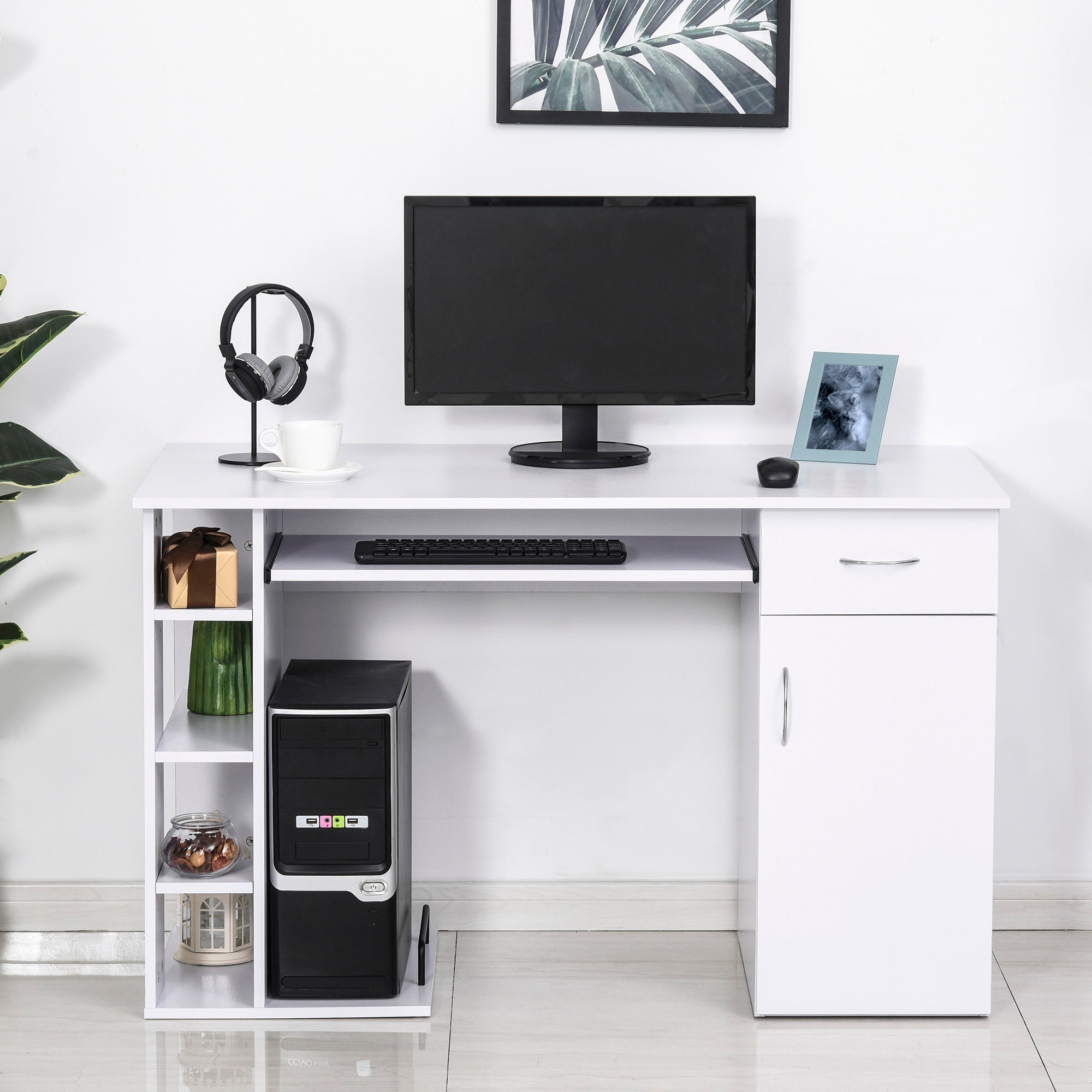 Secretária de Escritório com Prateleiras Abertas 120x60x74 cm - Branco