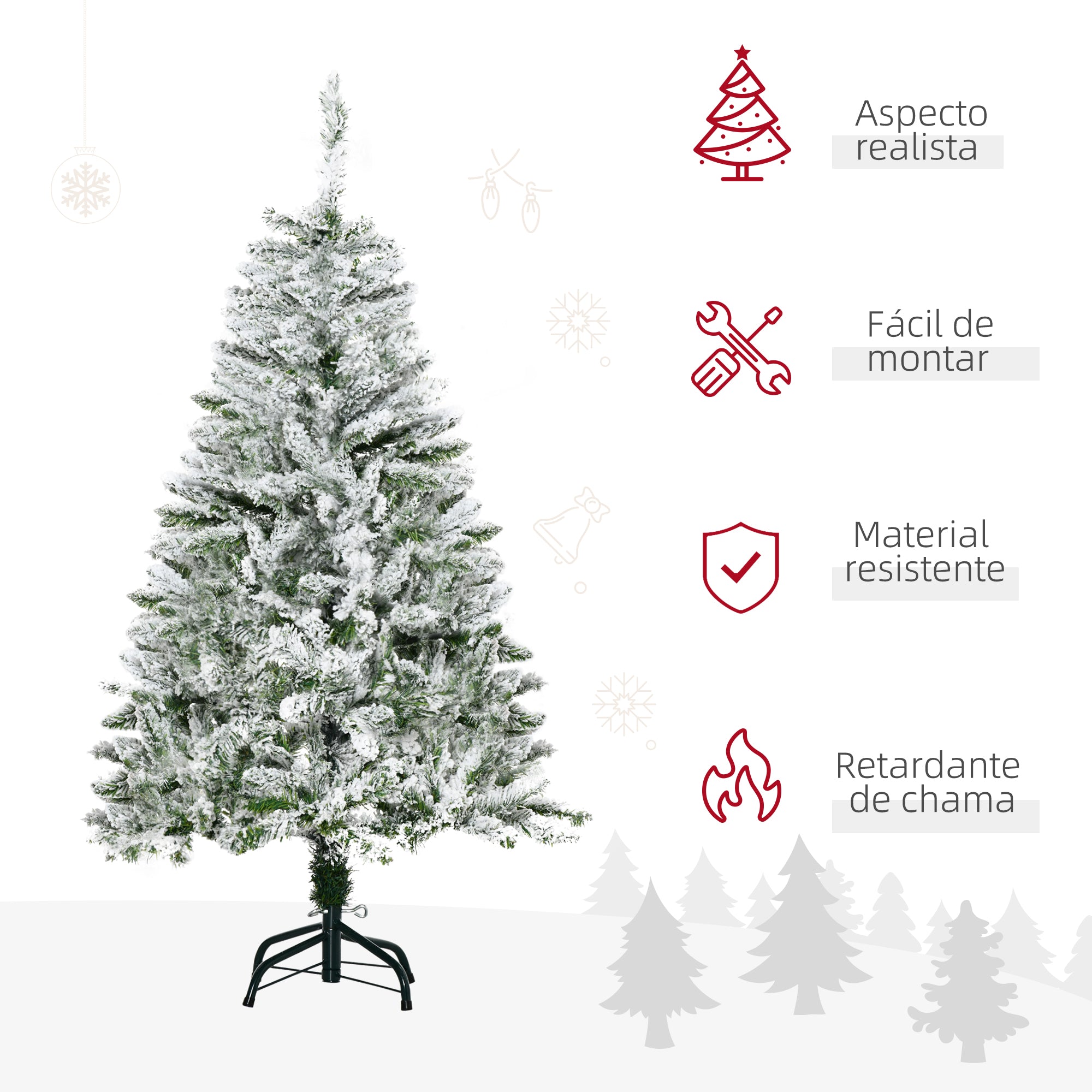 Árvore de Natal Artificial 120cm Verde Neve Ignífugo Ø70x120 cm