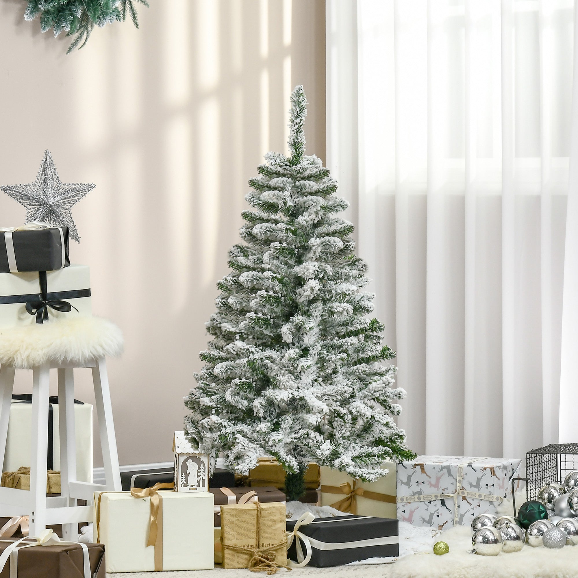 Árvore de Natal Artificial 120cm Verde Neve Ignífugo Ø70x120 cm