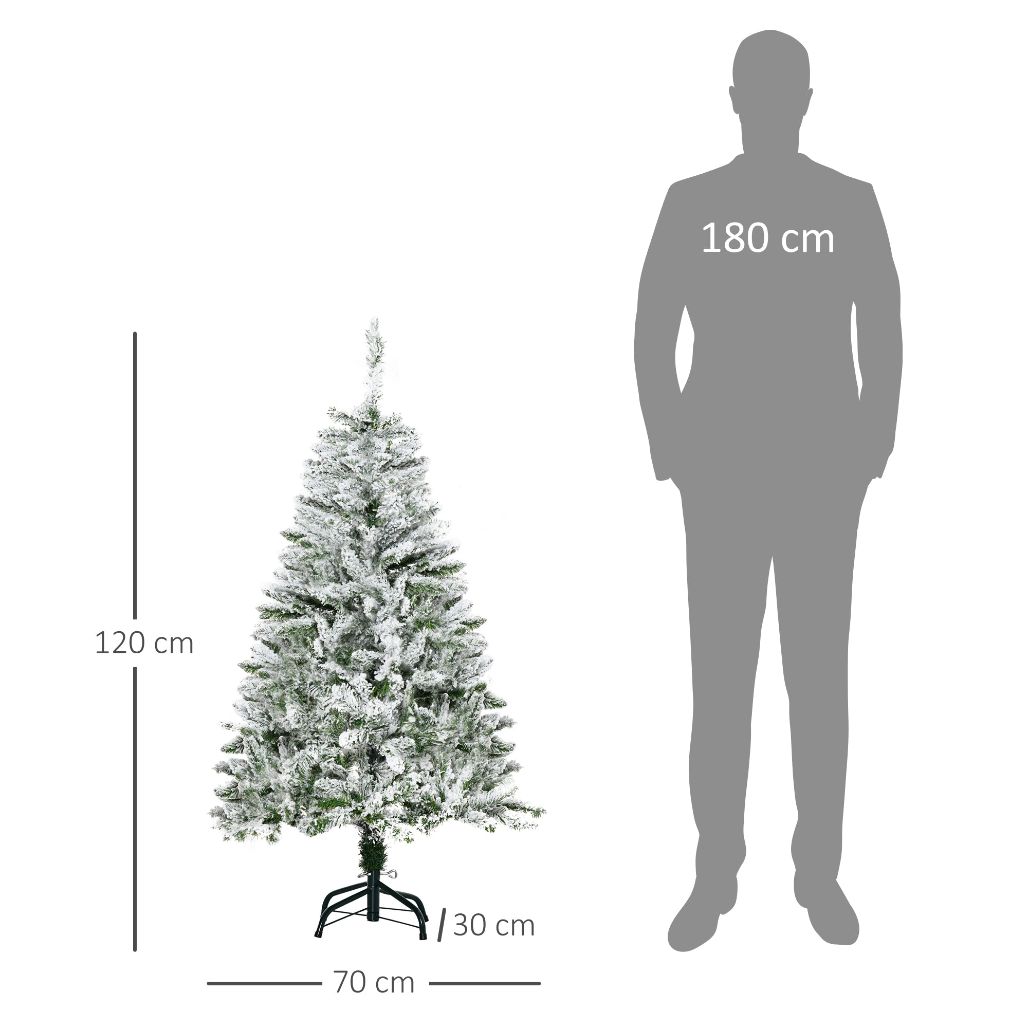 Árvore de Natal Artificial 120cm Verde Neve Ignífugo Ø70x120 cm