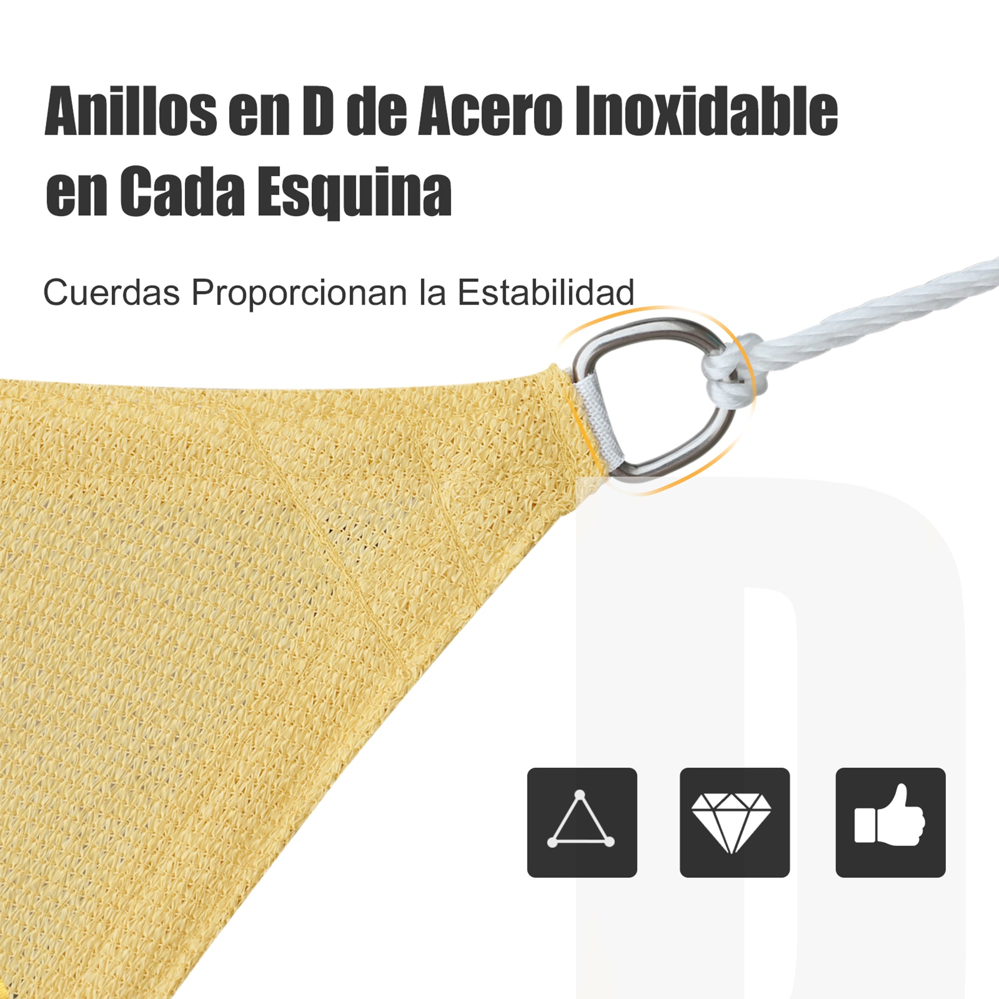 Toldo Vela Triangular 4x4x4m Cor Areia - Proteção UV para Terraço e Jardim