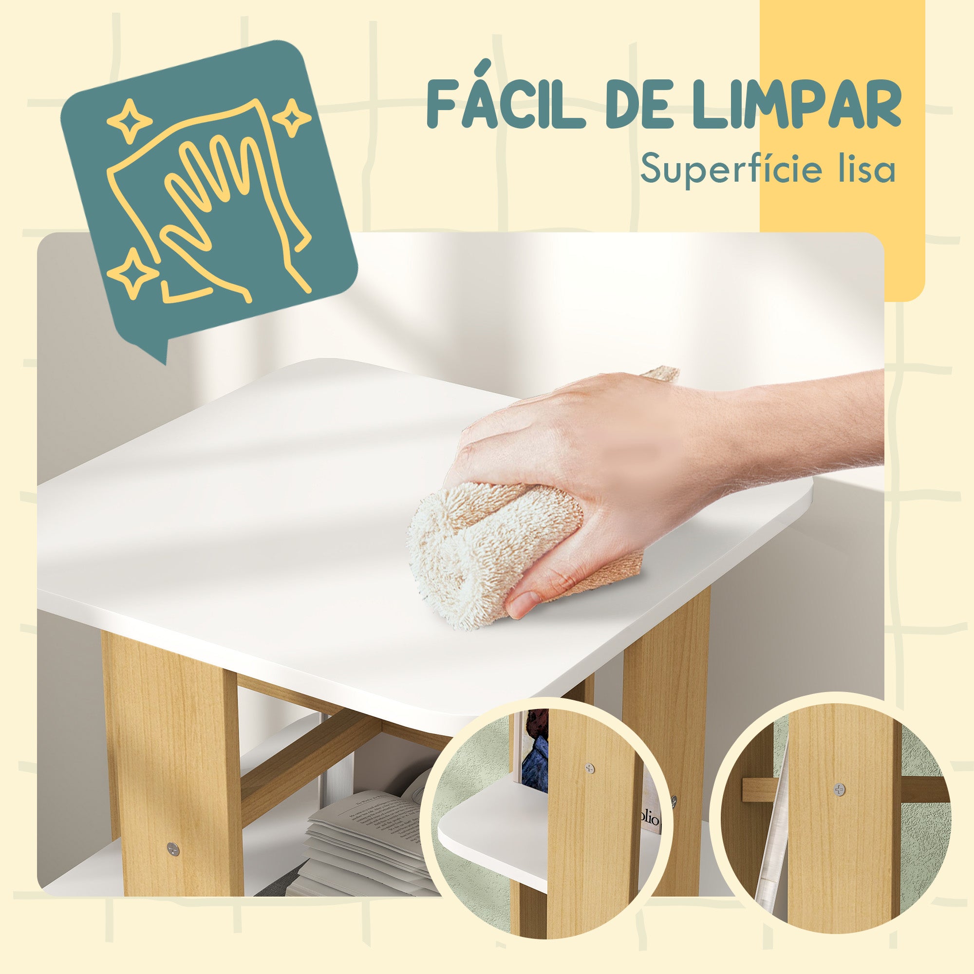 Estante Infantil com Rodas 48x48x99,5 cm - Branco