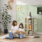 Estante Infantil com Rodas – 48x48x99,5 cm – Branco – MDF e Madeira de Pinho