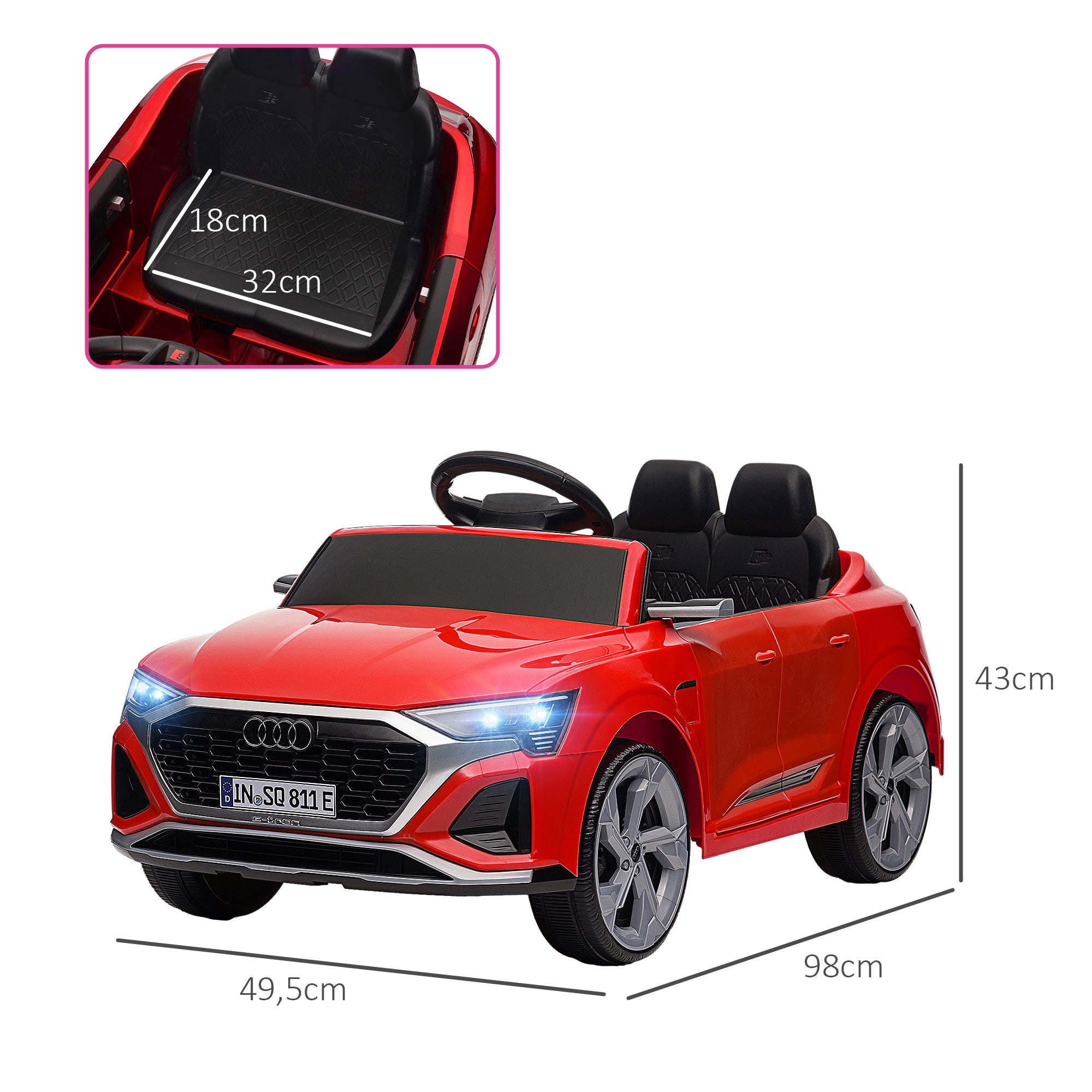 Carro Elétrico Infantil Vermelho 98x49,5x43 cm