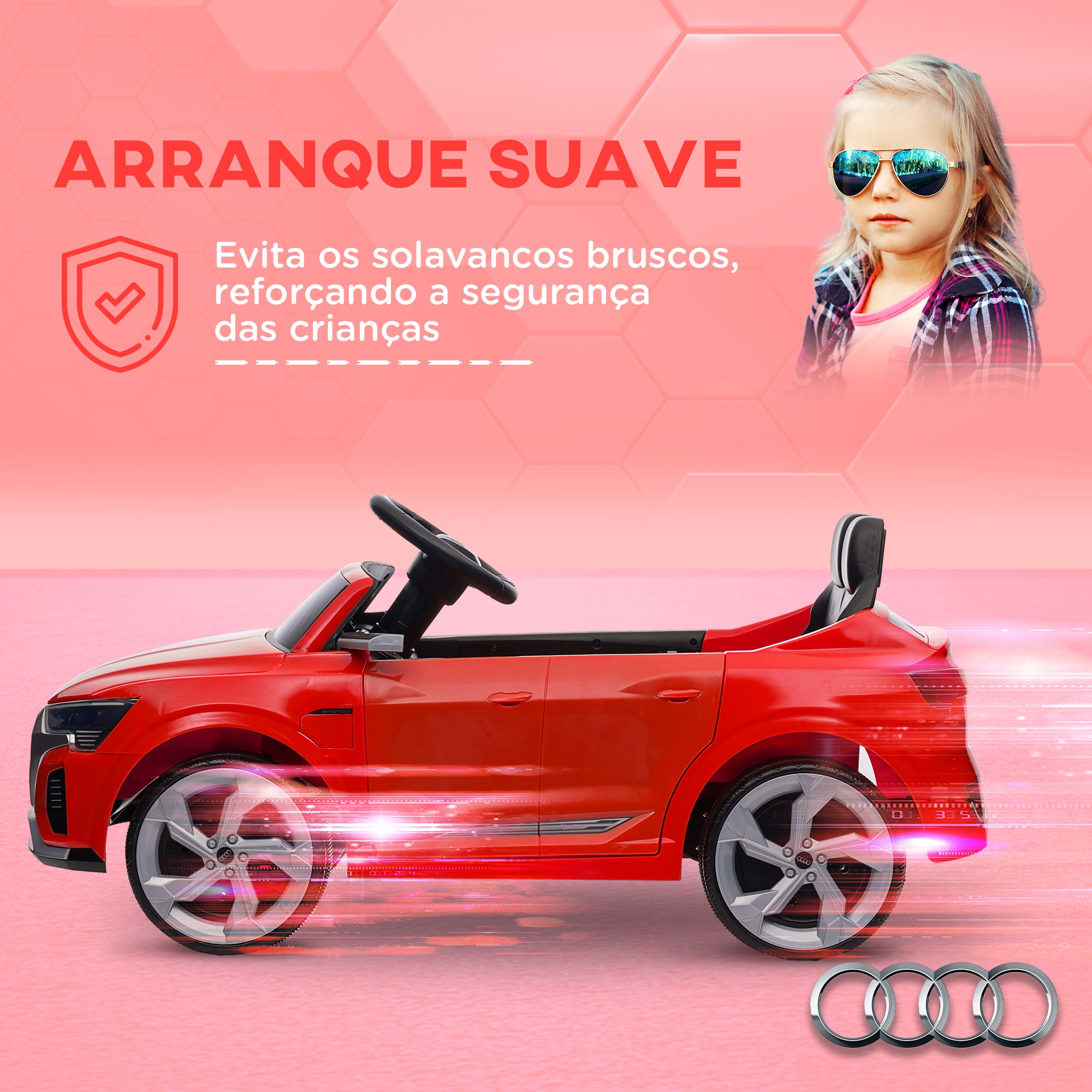 Carro Elétrico Infantil Vermelho 98x49,5x43 cm