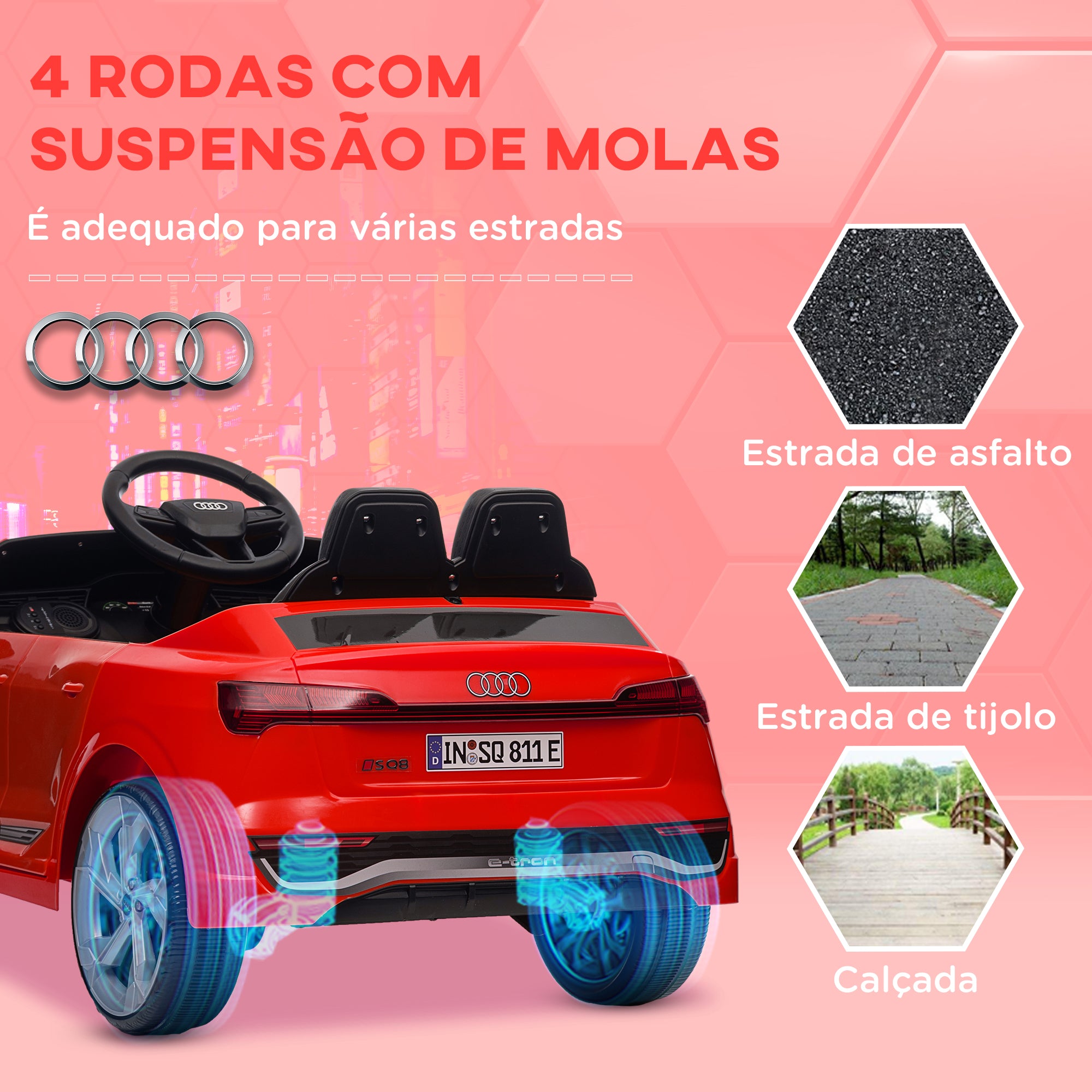 Carro Elétrico Infantil Vermelho 98x49,5x43 cm