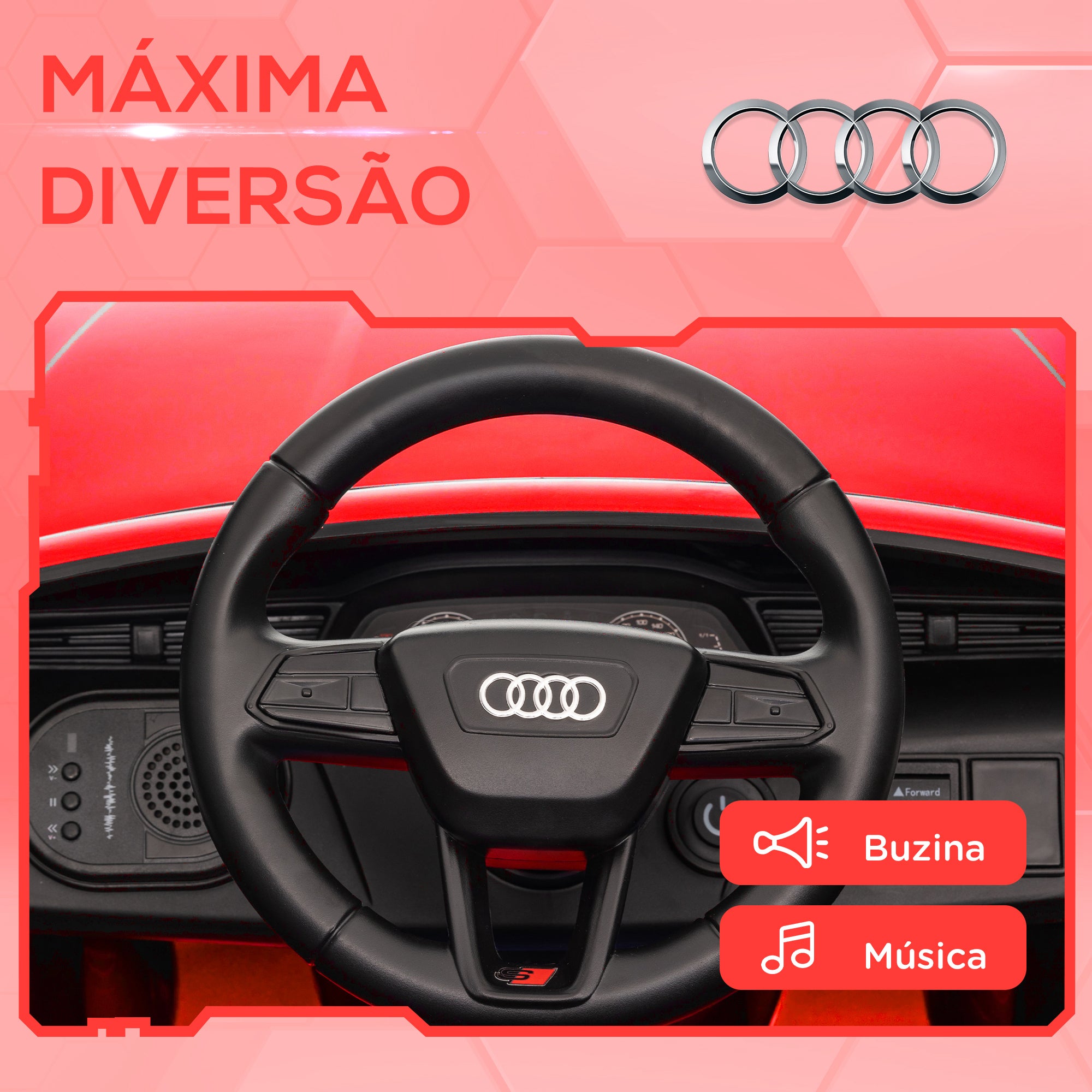 Carro Elétrico Infantil Vermelho 98x49,5x43 cm
