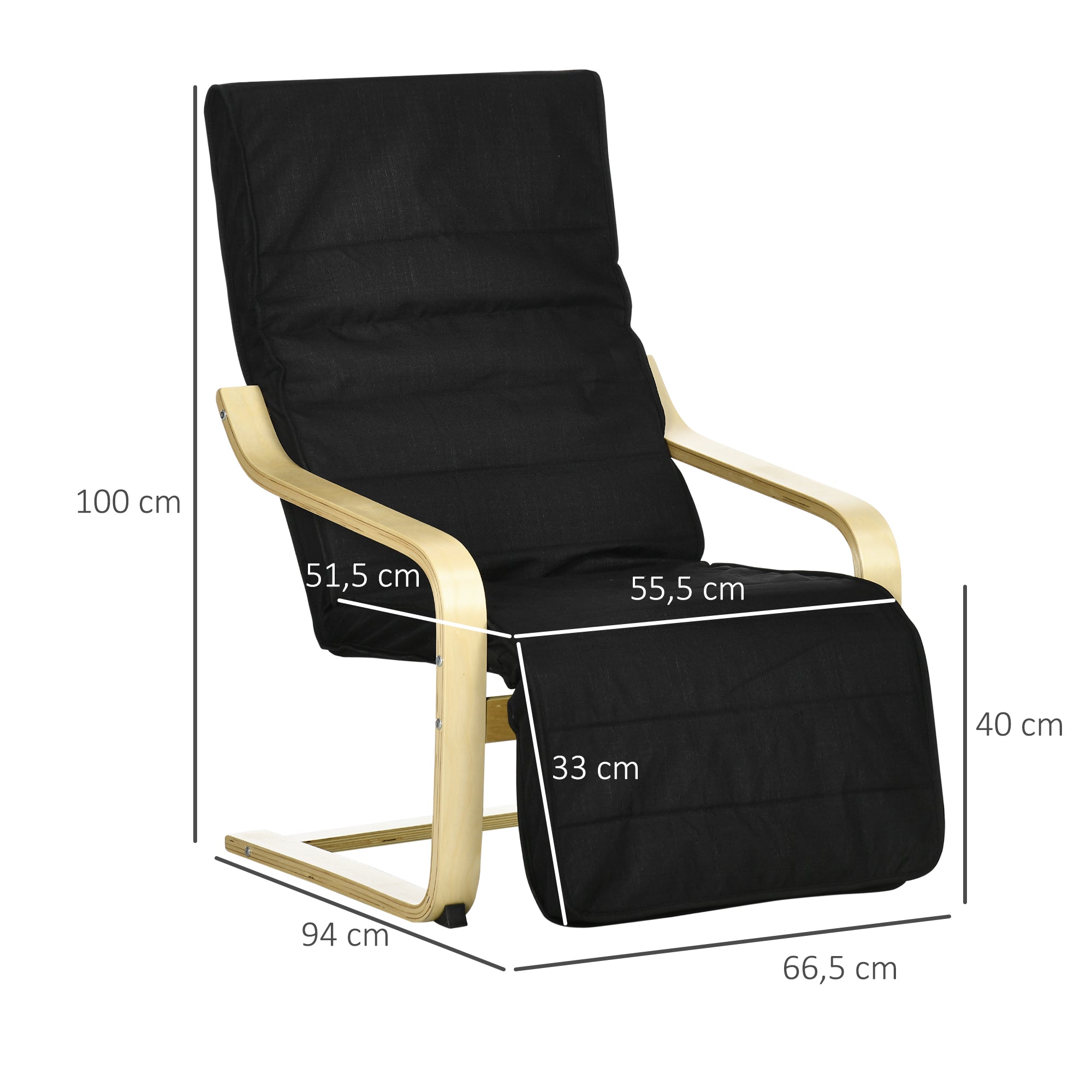 Poltrona de Sala de Estar Preto 66,5x94x100 cm - Conforto e Estilo