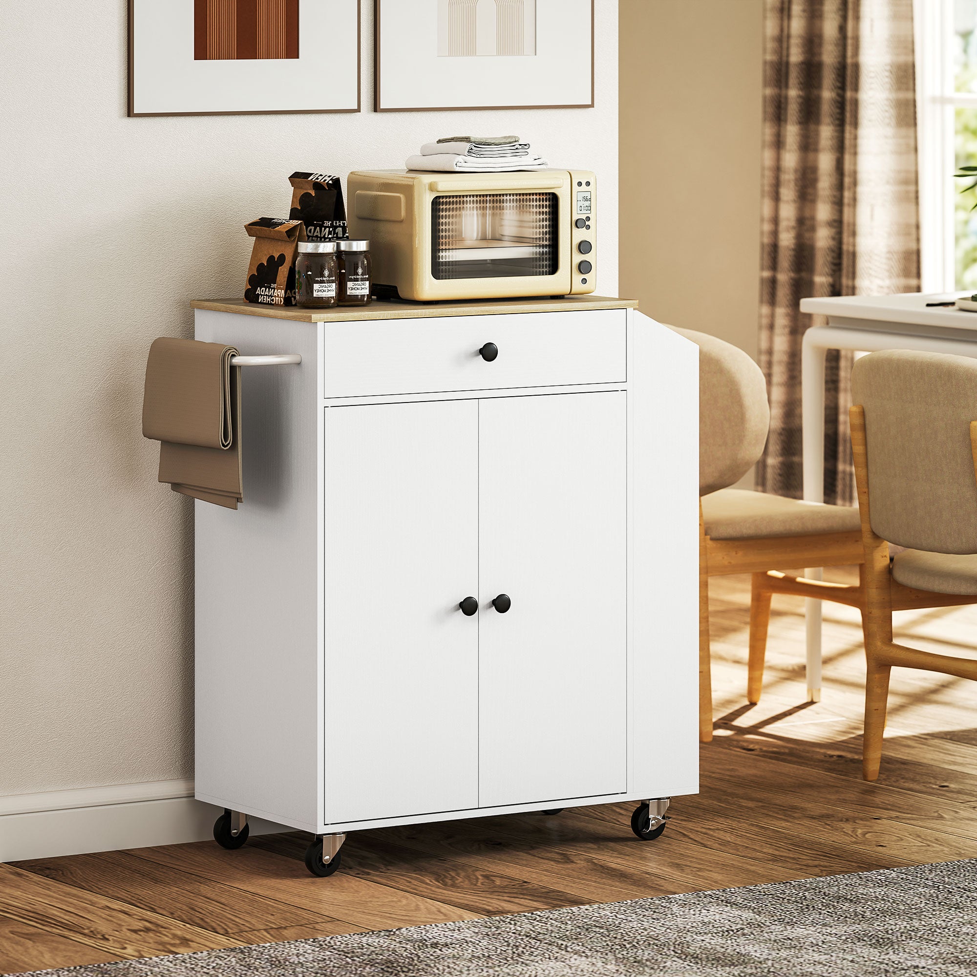 Ilha de Cozinha Móvel – 82x38x86,5 cm – Branca – Melamina e MDF