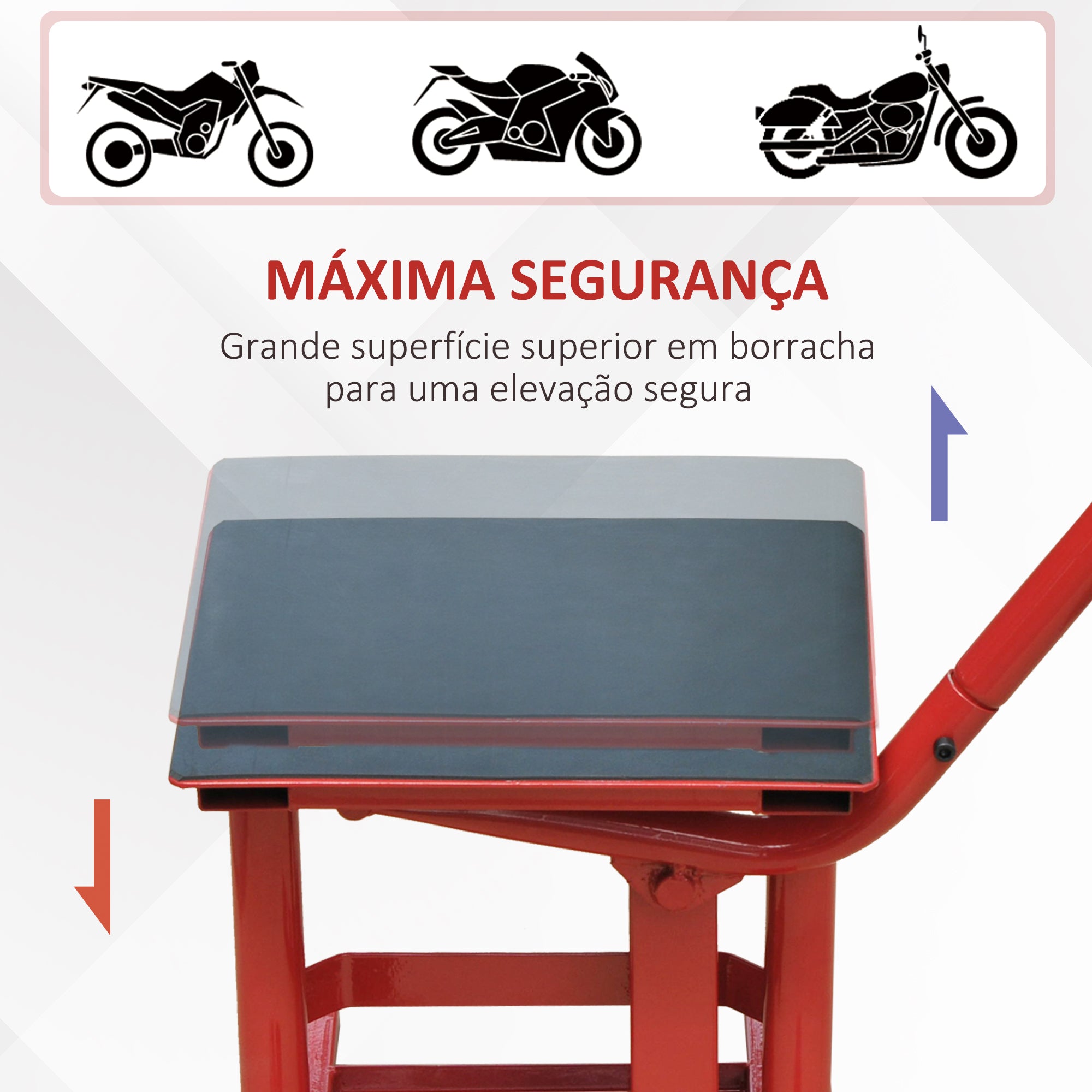 Plataforma Elevação para Motocicletas Aço 28x34x30-40cm - Vermelho
