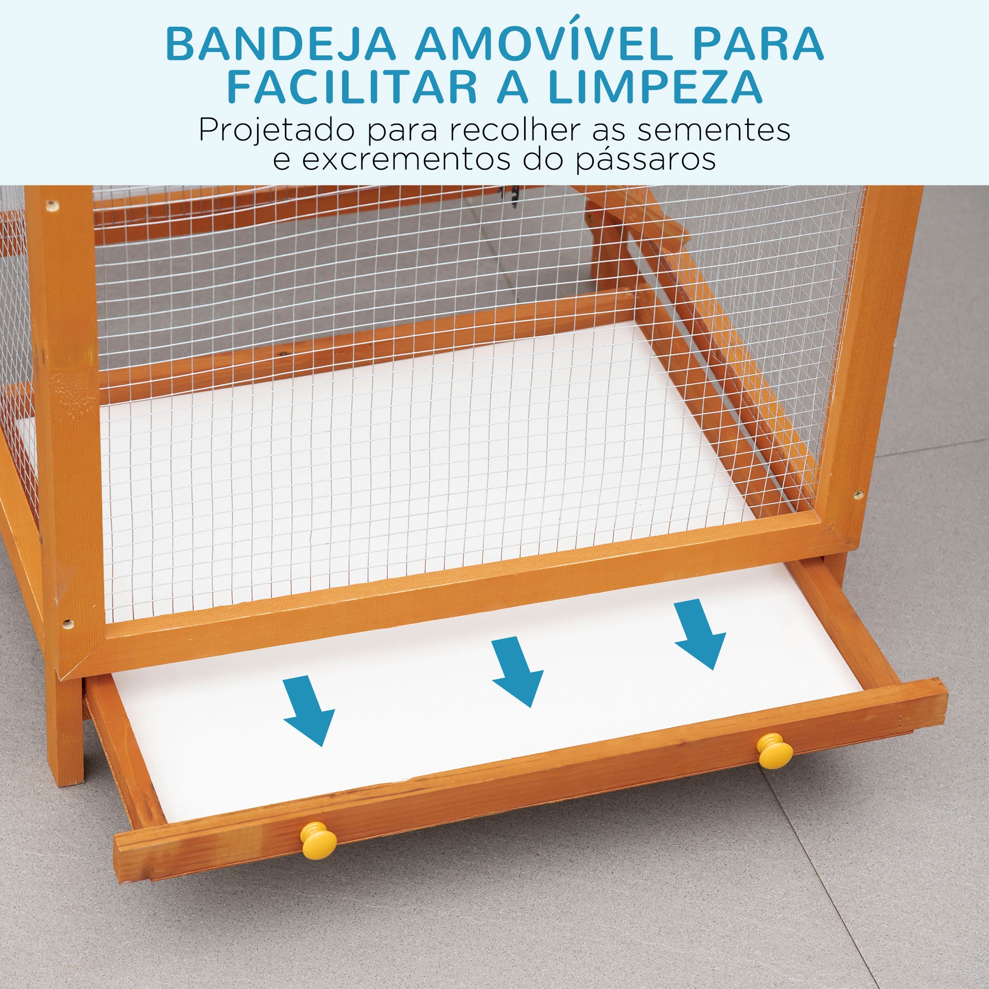 Gaiola para Pássaros Grande 68x63x165cm em Madeira e Verde