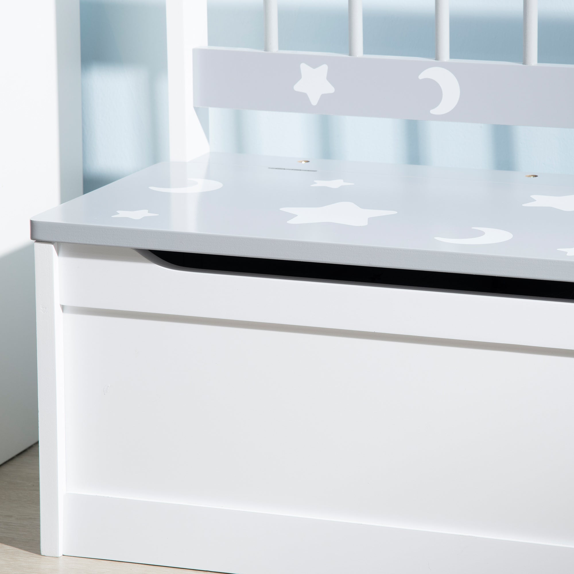 Baú Infantil 2 em 1 Organizador de Brinquedos 60x30x50cm Branco e Cinza