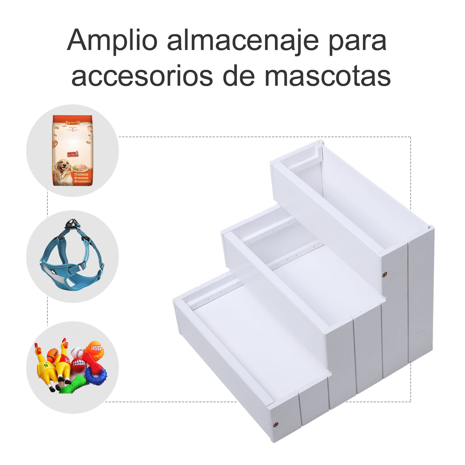 Escada para Animais de Estimação de 3 Degraus Branca 40,5x44,5x38 cm