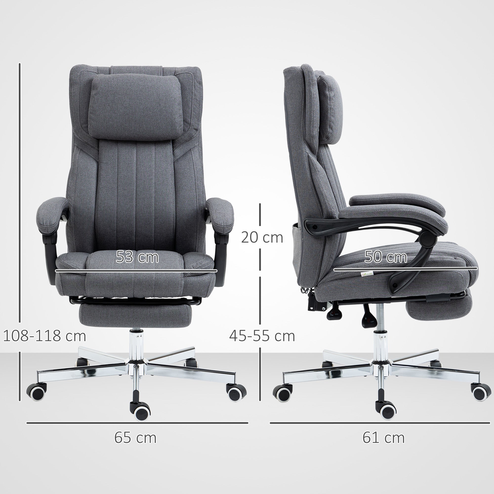 Cadeira de Escritório com Massagem por Vibração Cinza 65x61x113 cm