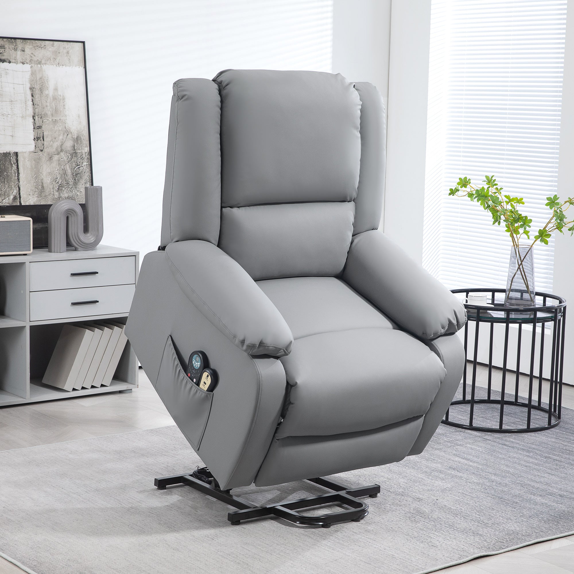 Poltrona Relax com 8 Pontos de Massagem - Cinzento (89x93x105 cm)