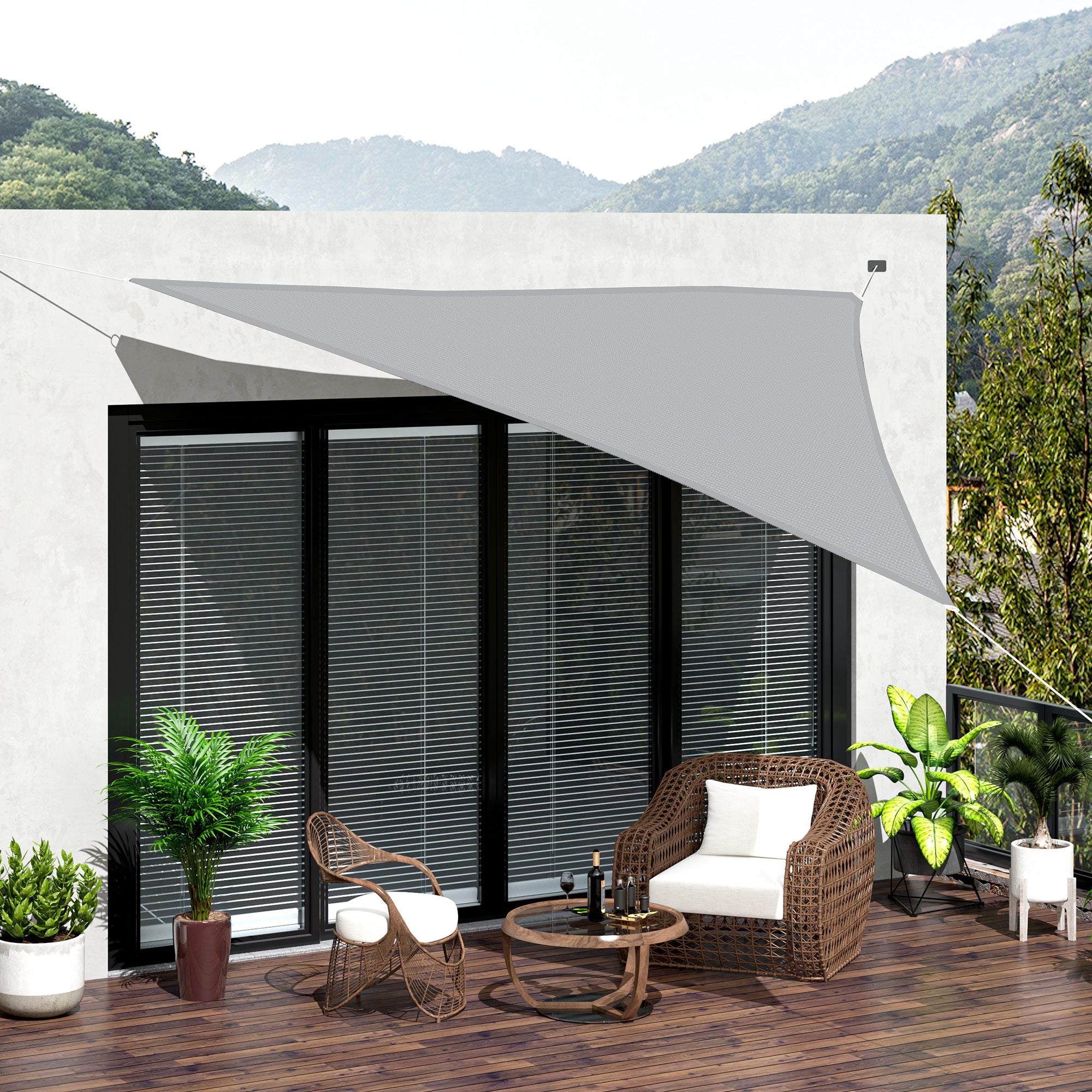 Vela de Sombra Triangular Cinzenta 300x300x300 cm - Proteção UV