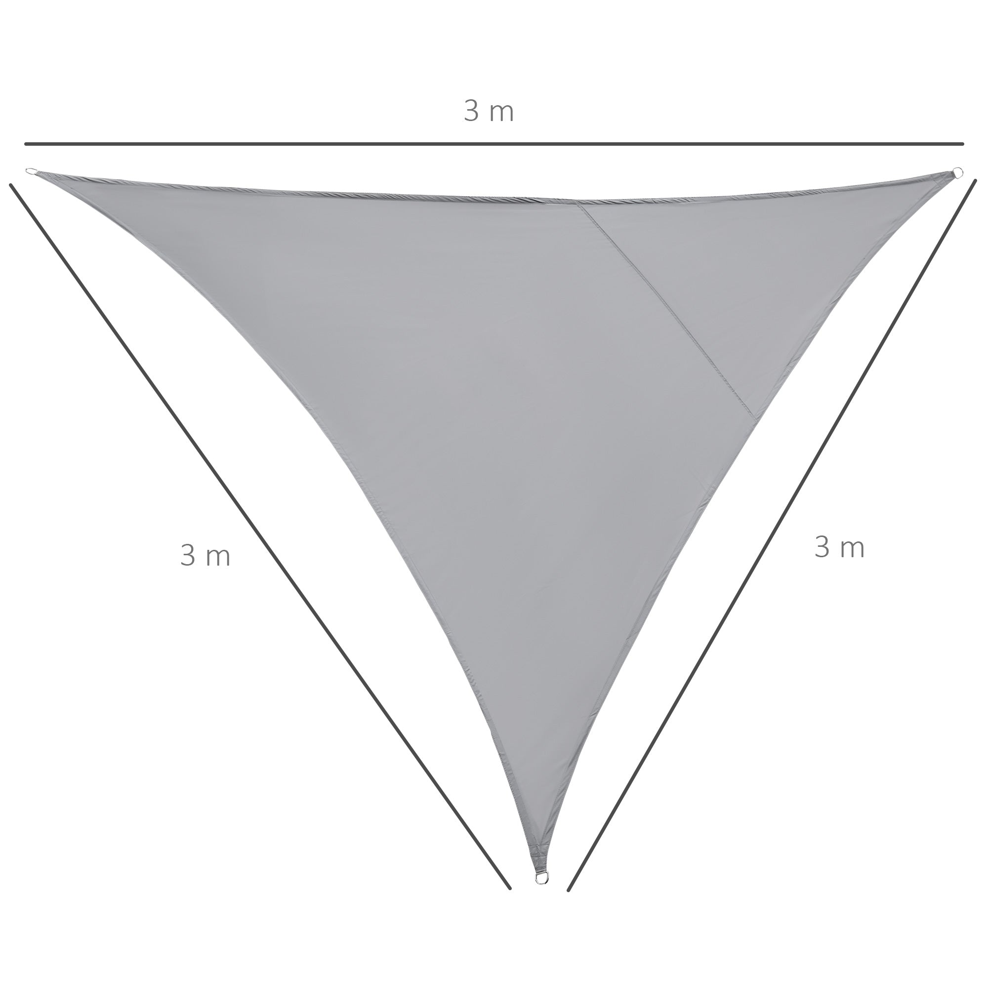 Vela de Sombra Triangular Cinzenta 300x300x300 cm - Proteção UV