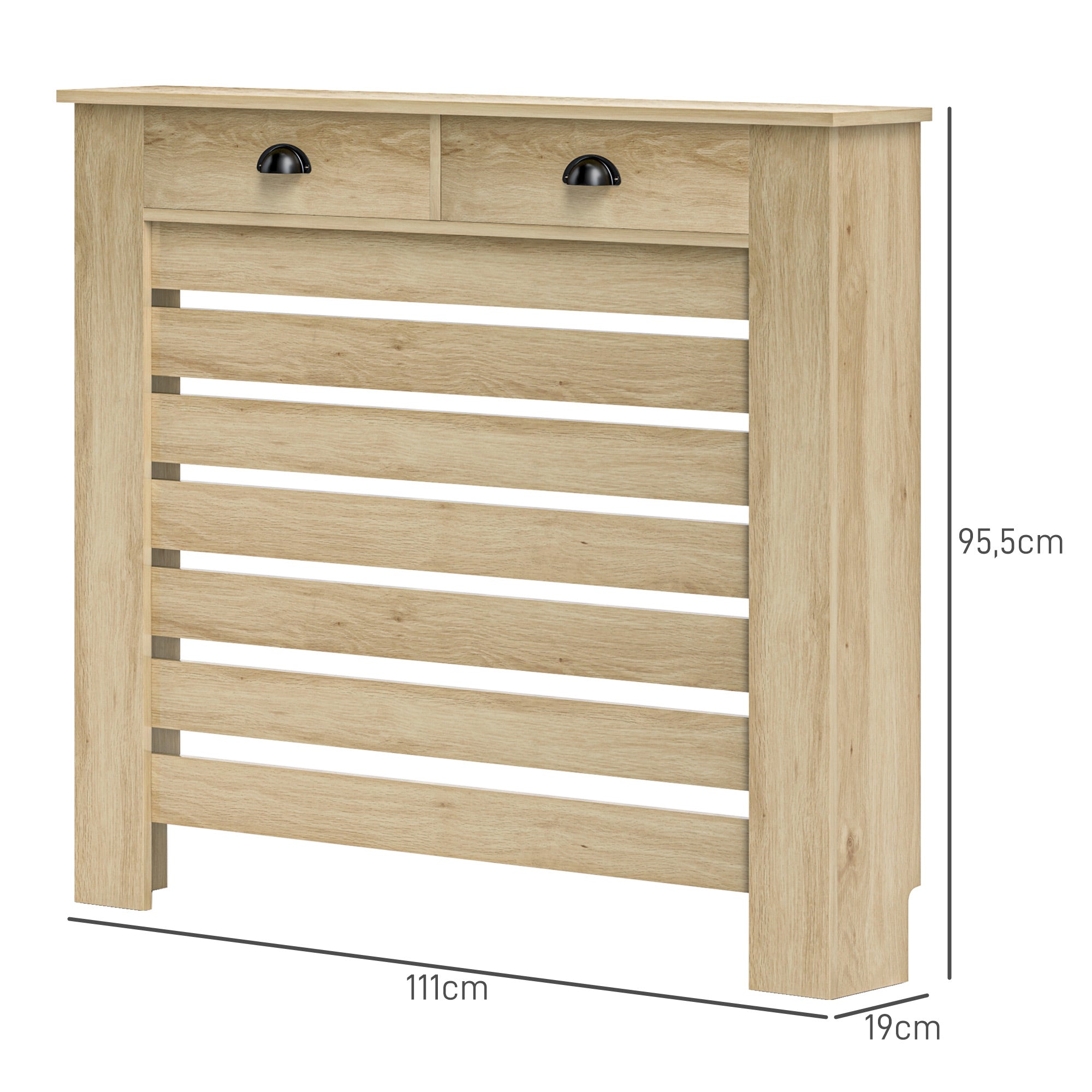 Cobertura para Radiador com Gavetas – 111x19x95,5 cm – Cor Carvalho – MDF