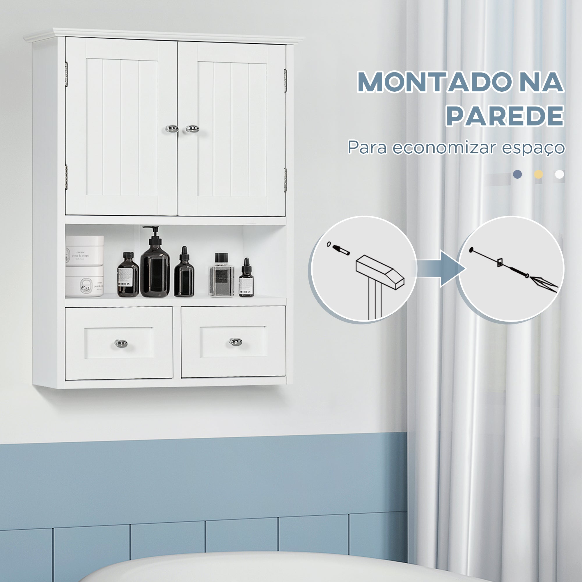 Armário de Parede para Casa de Banho 50,8x17,8x66 cm Branco